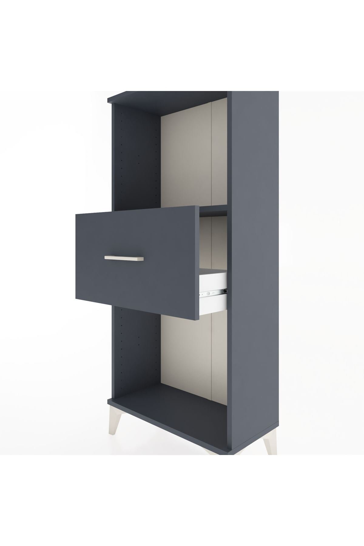 Hyperion Dolap Tek Raflı Tek Çekmeceli 60x44x134 Antrasit-Antrasit