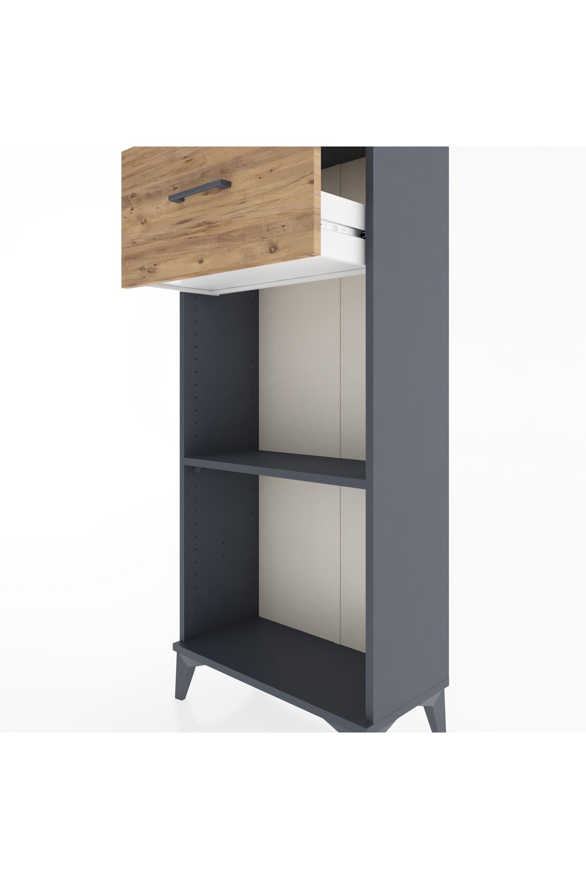 Hyperion Dolap Tek Raflı Tek Çekmeceli 60x44x134 Antrasit-Çam