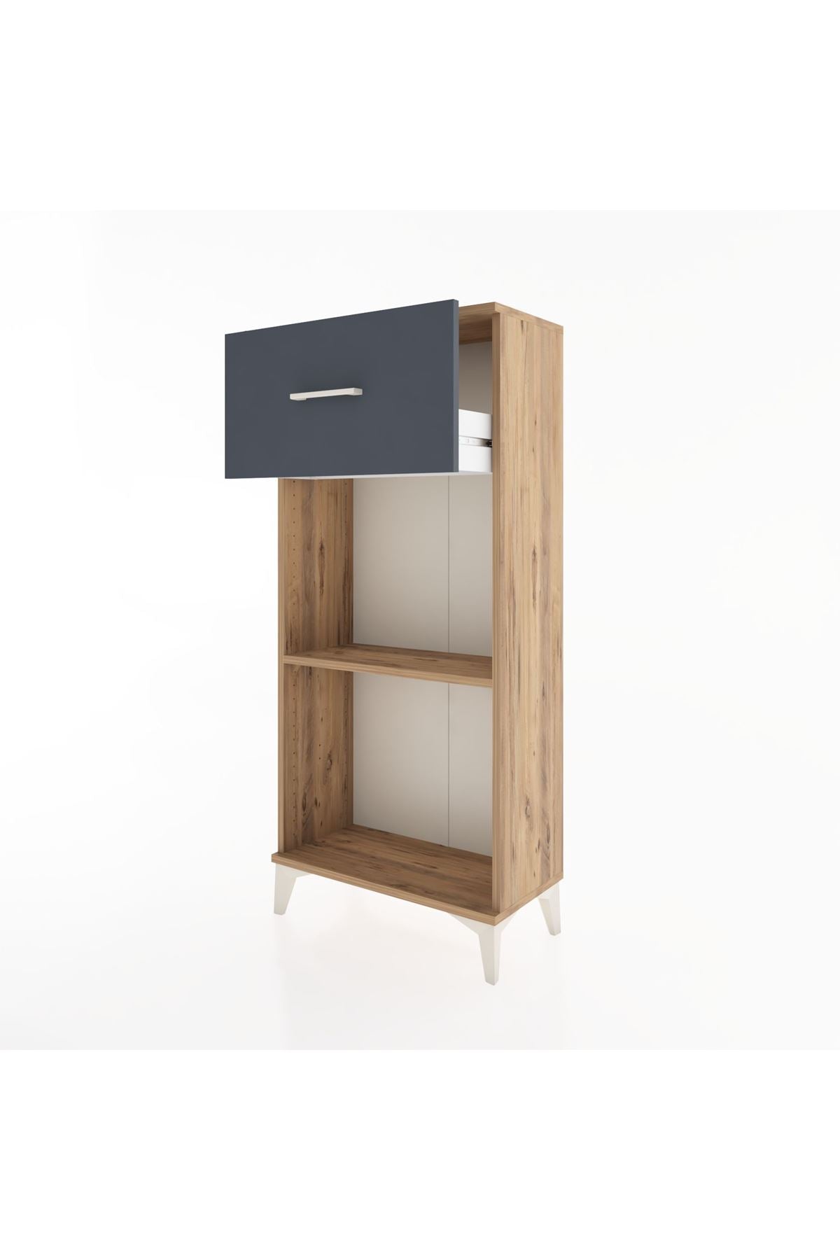 Hyperion Dolap Tek Raflı Tek Çekmeceli 60x44x134 Çam-Antrasit