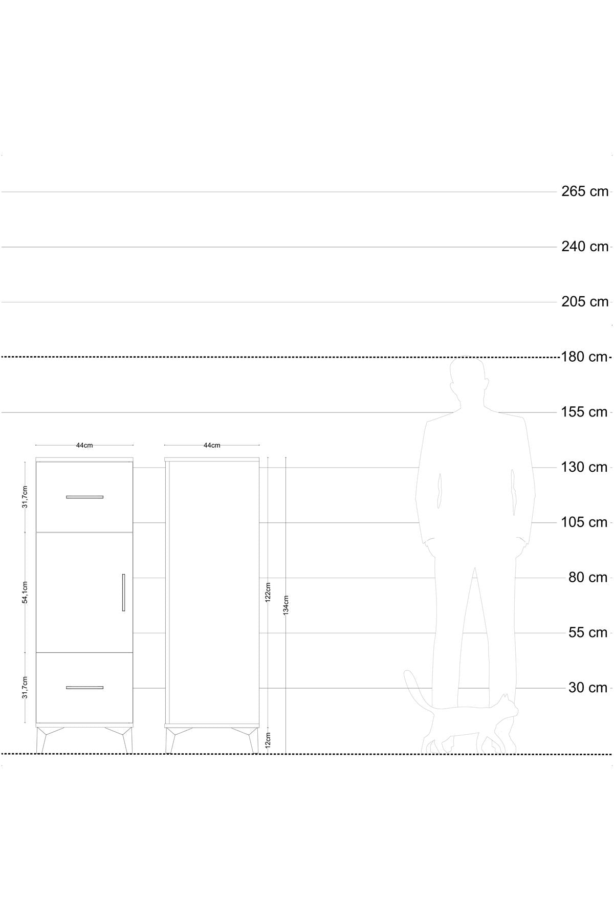 Hyperion Dolap Tek Raflı Tek Çekmeceli 60x44x134 Çam-Çam