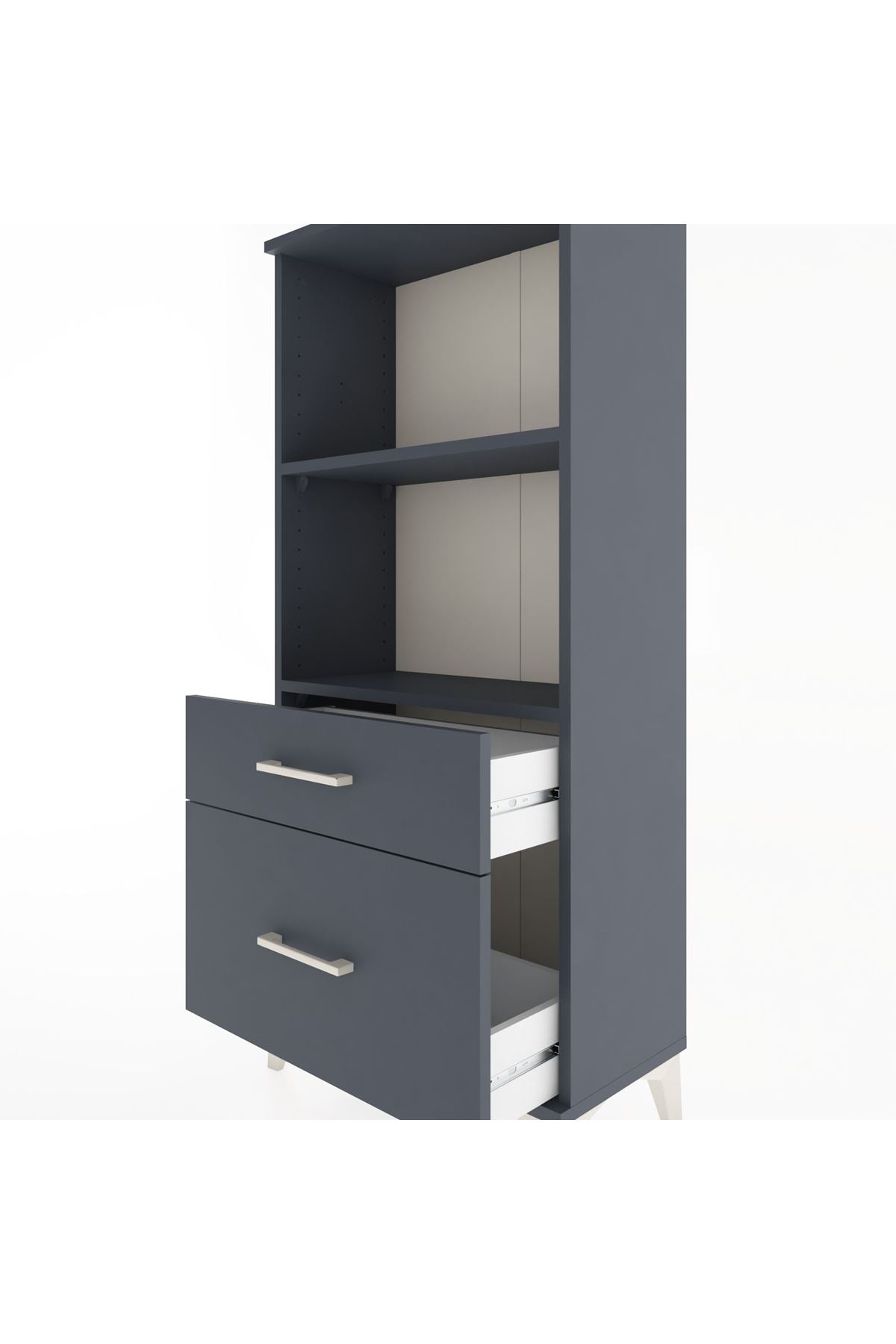 Hyperion Dolap 2 Raflı 2 Çekmeceli 60x44x134 Antrasit-Antrasit
