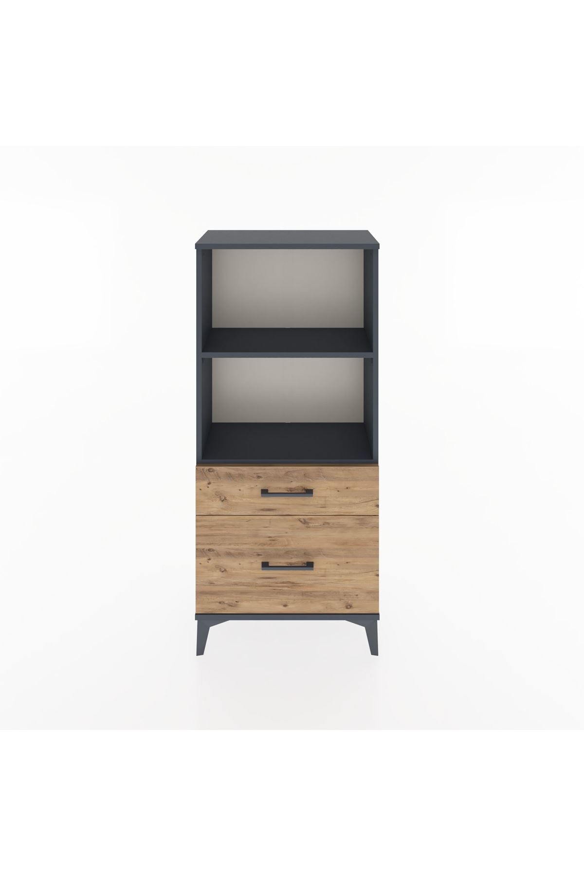 Hyperion Dolap 2 Raflı 2 Çekmeceli 60x44x134 Antrasit-Çam