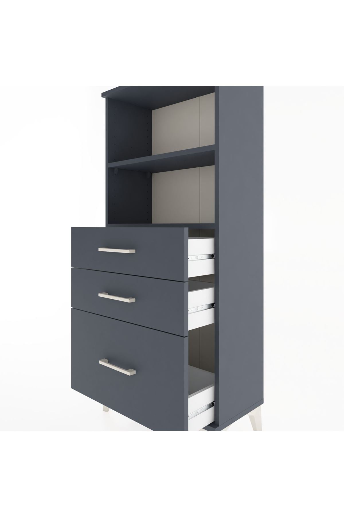 Hyperion Dolap 2 Raflı 3 Çekmeceli 60x44x134 Antrasit-Antrasit