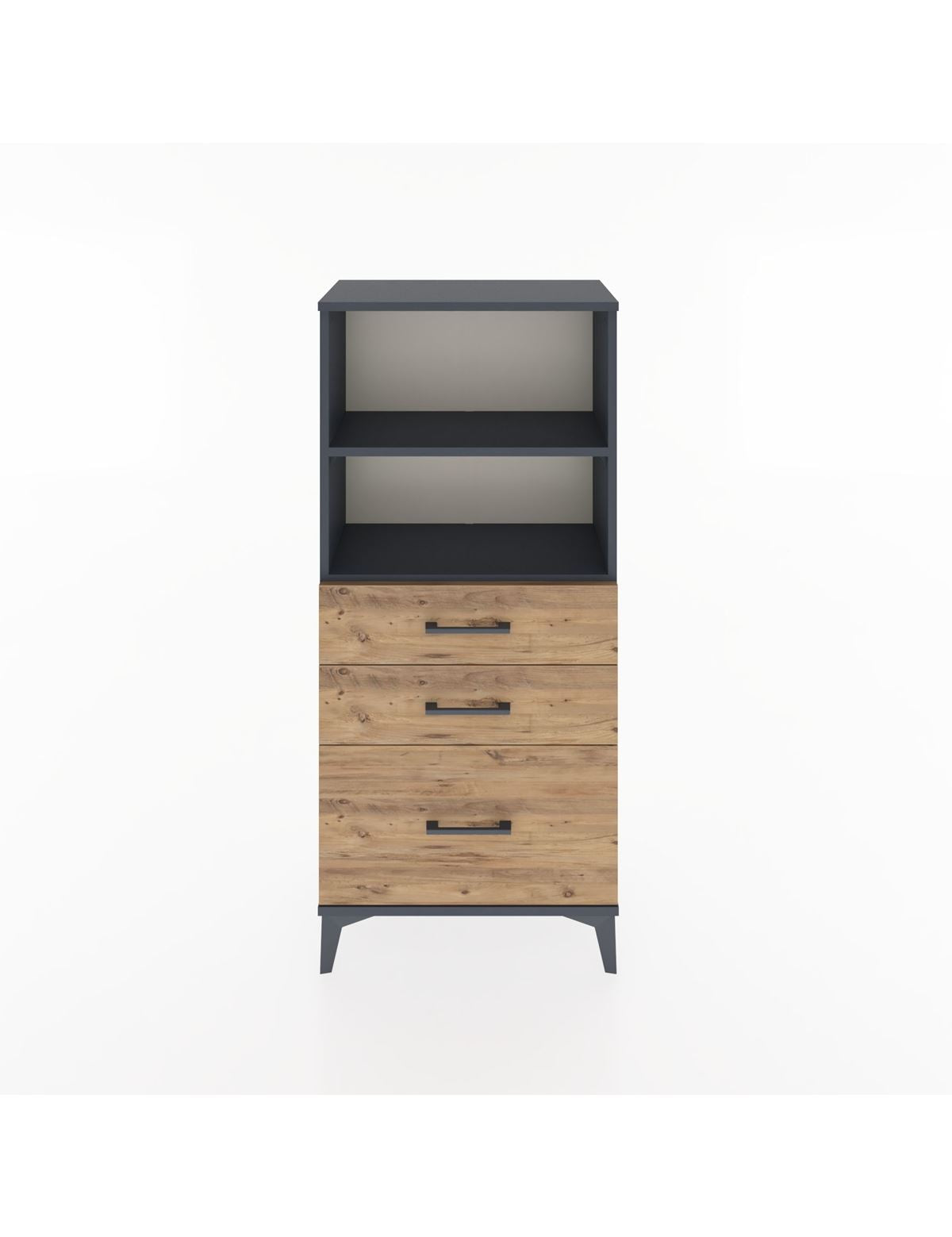 Hyperion Dolap 2 Raflı 3 Çekmeceli 60x44x134 Antrasit-Çam