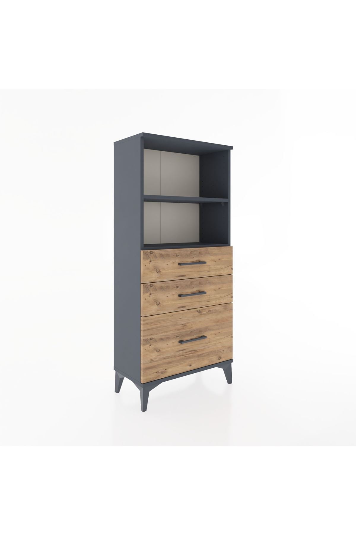 Hyperion Dolap 2 Raflı 3 Çekmeceli 60x44x134 Antrasit-Çam