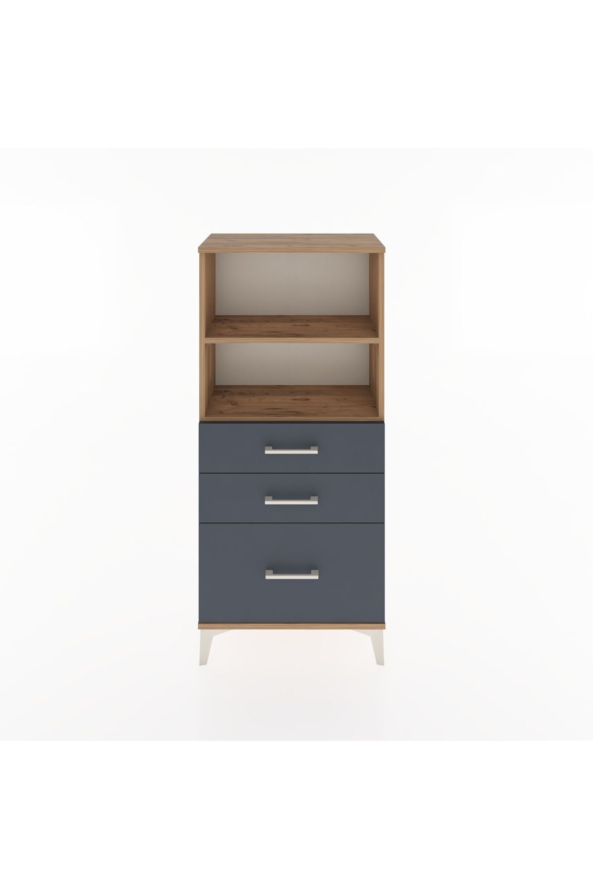 Hyperion Dolap 2 Raflı 3 Çekmeceli 60x44x134 Çam-Antrasit