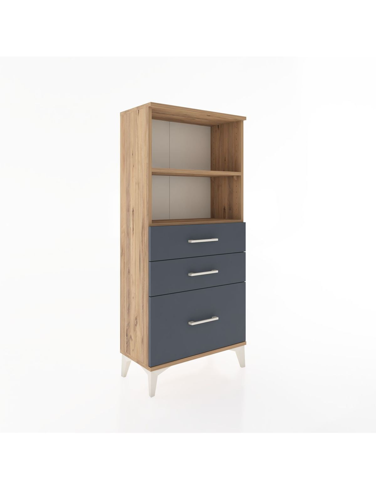 Hyperion Dolap 2 Raflı 3 Çekmeceli 60x44x134 Çam-Antrasit