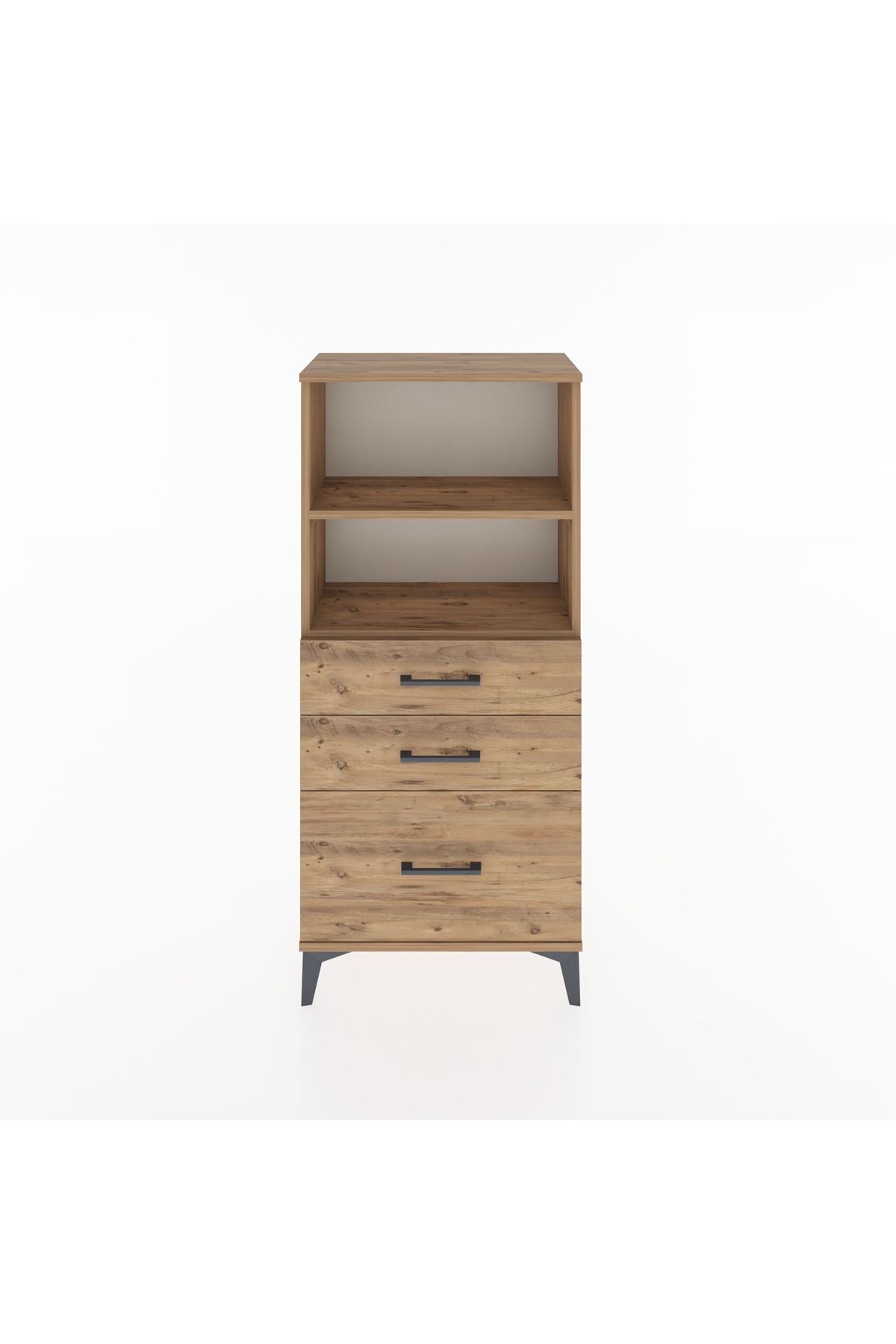 Hyperion Dolap 2 Raflı 3 Çekmeceli 60x44x134 Çam-Çam