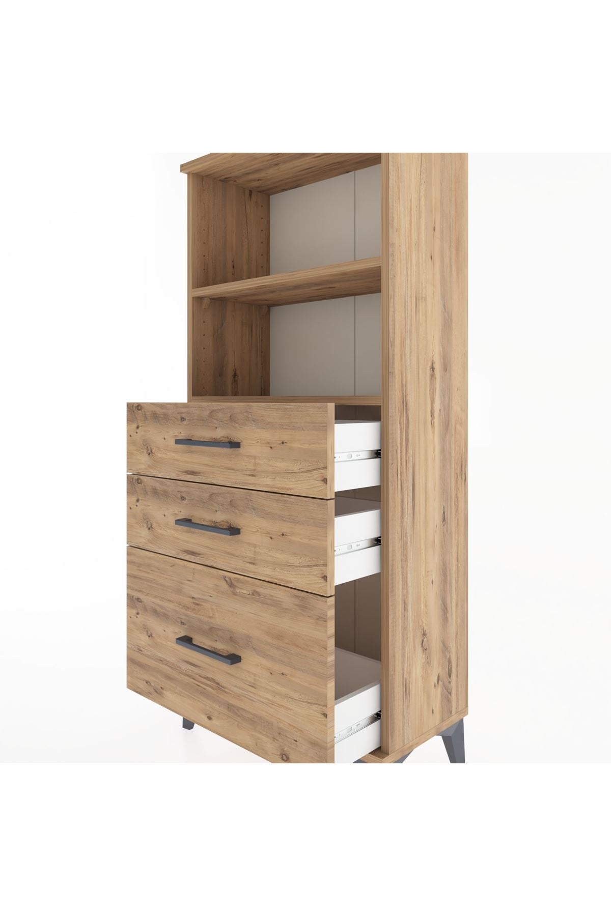 Hyperion Dolap 2 Raflı 3 Çekmeceli 60x44x134 Çam-Çam