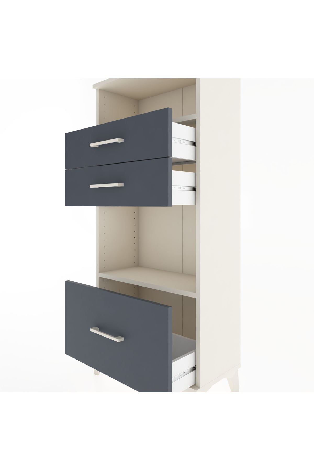 Hyperion Dolap 2 Raflı 3 Çekmeceli 60x44x134 Aytaşı-Antrasit