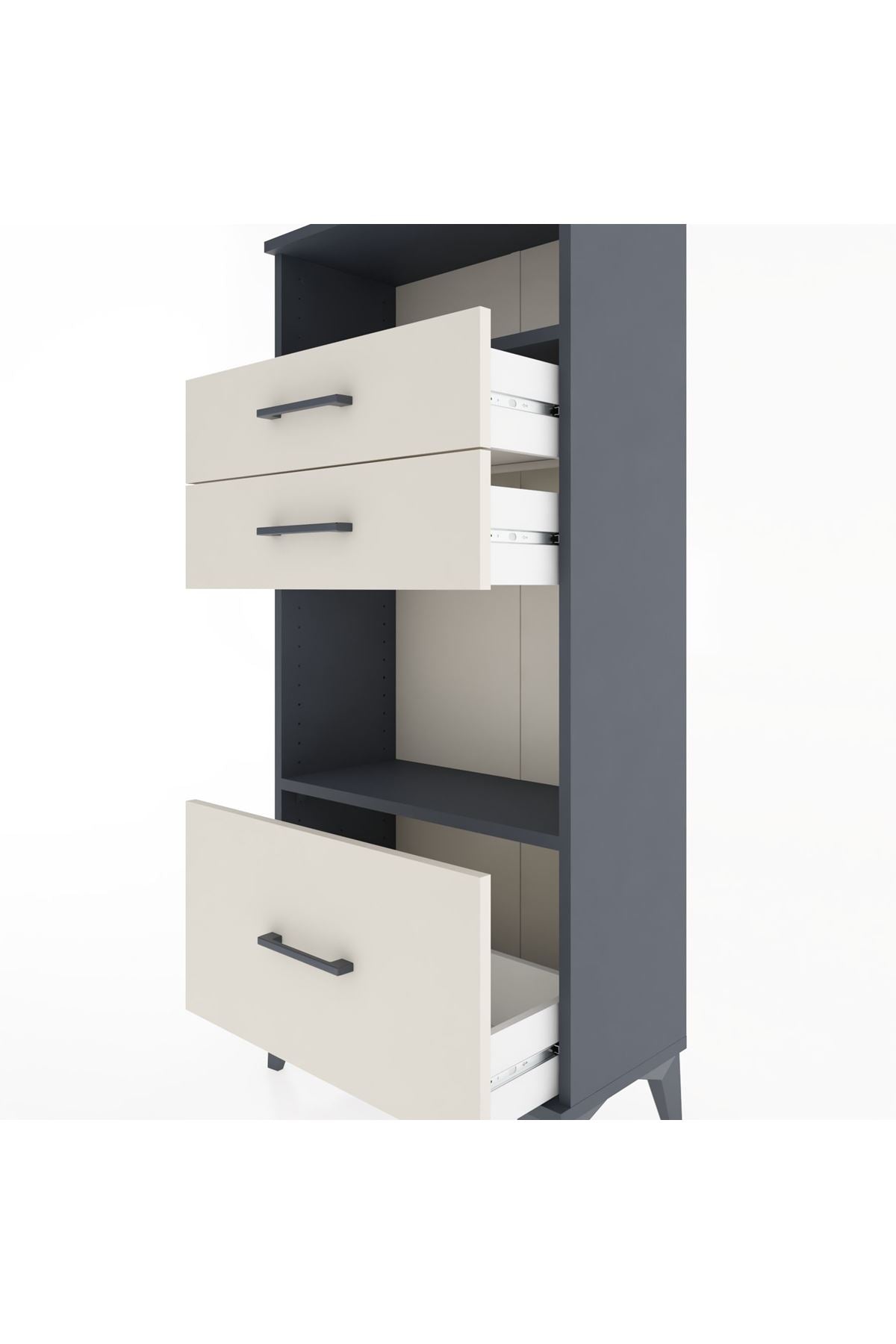 Hyperion Dolap 2 Raflı 3 Çekmeceli 60x44x134 Antrasit-Aytaşı