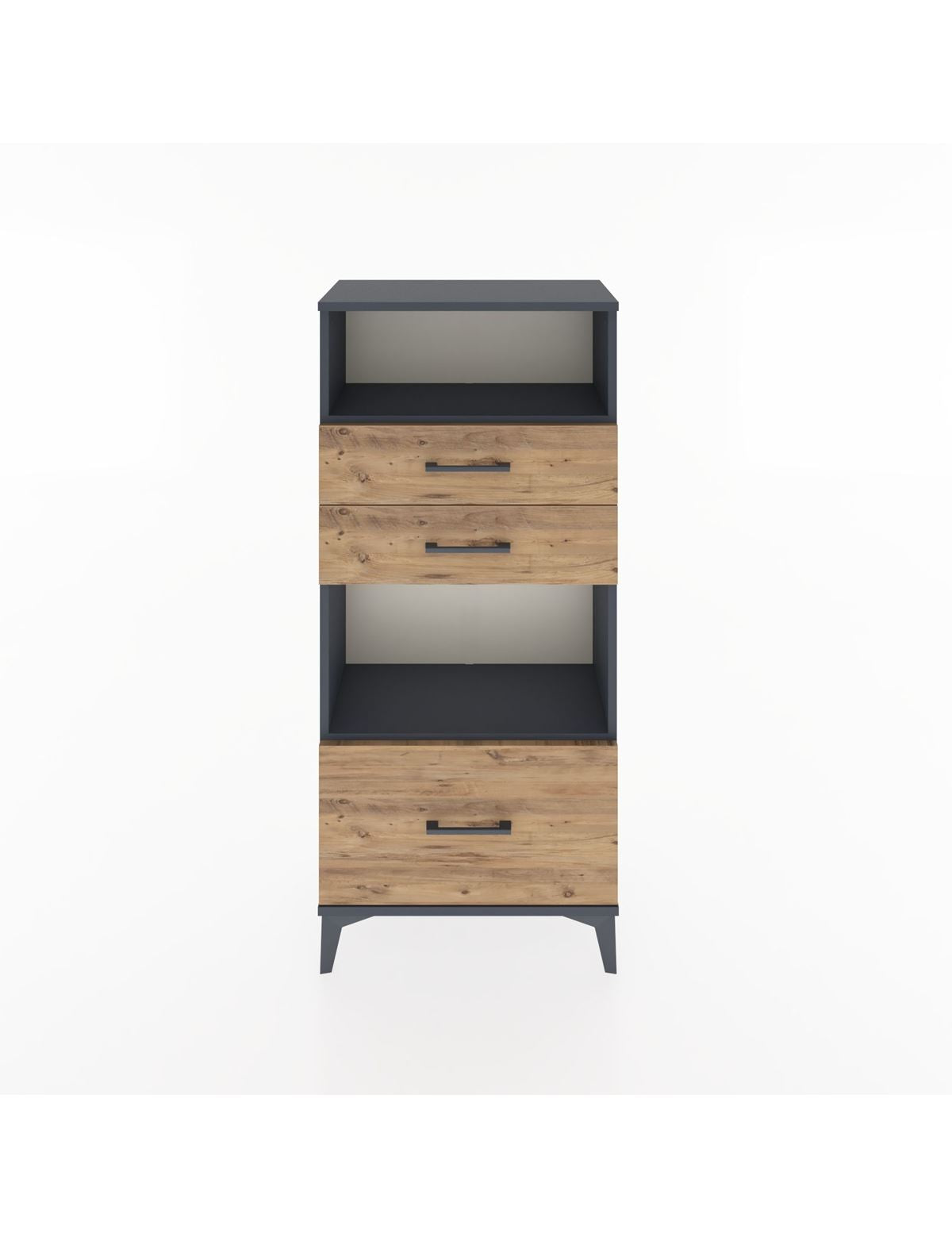 Hyperion Dolap 2 Raflı 3 Çekmeceli 60x44x134 Antrasit-Çam