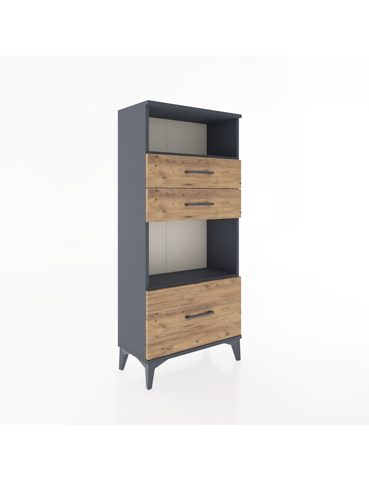 Hyperion Dolap 2 Raflı 3 Çekmeceli 60x44x134 Antrasit-Çam