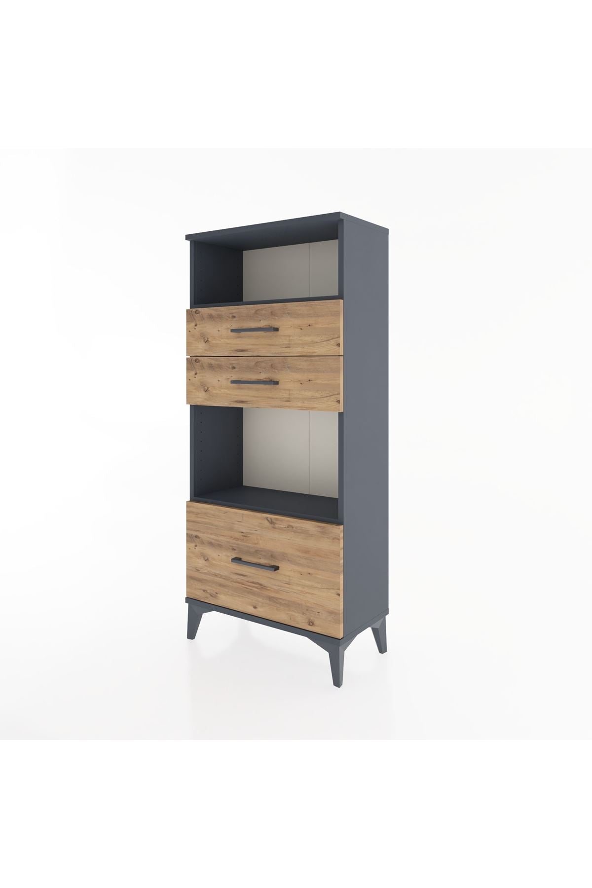 Hyperion Dolap 2 Raflı 3 Çekmeceli 60x44x134 Antrasit-Çam