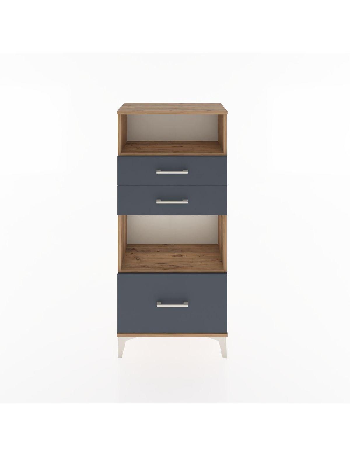 Hyperion Dolap 2 Raflı 3 Çekmeceli 60x44x134 Çam-Antrasit