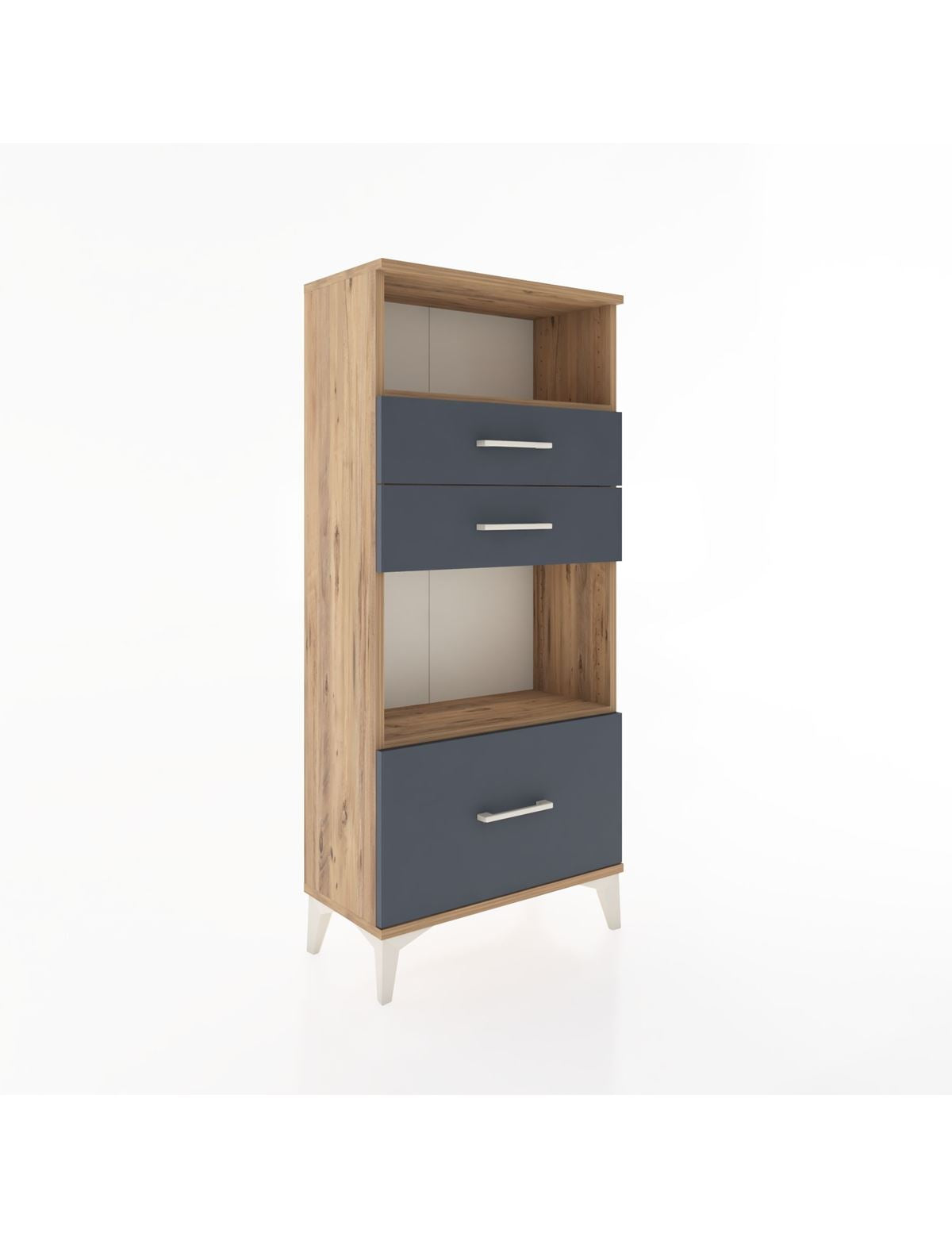 Hyperion Dolap 2 Raflı 3 Çekmeceli 60x44x134 Çam-Antrasit