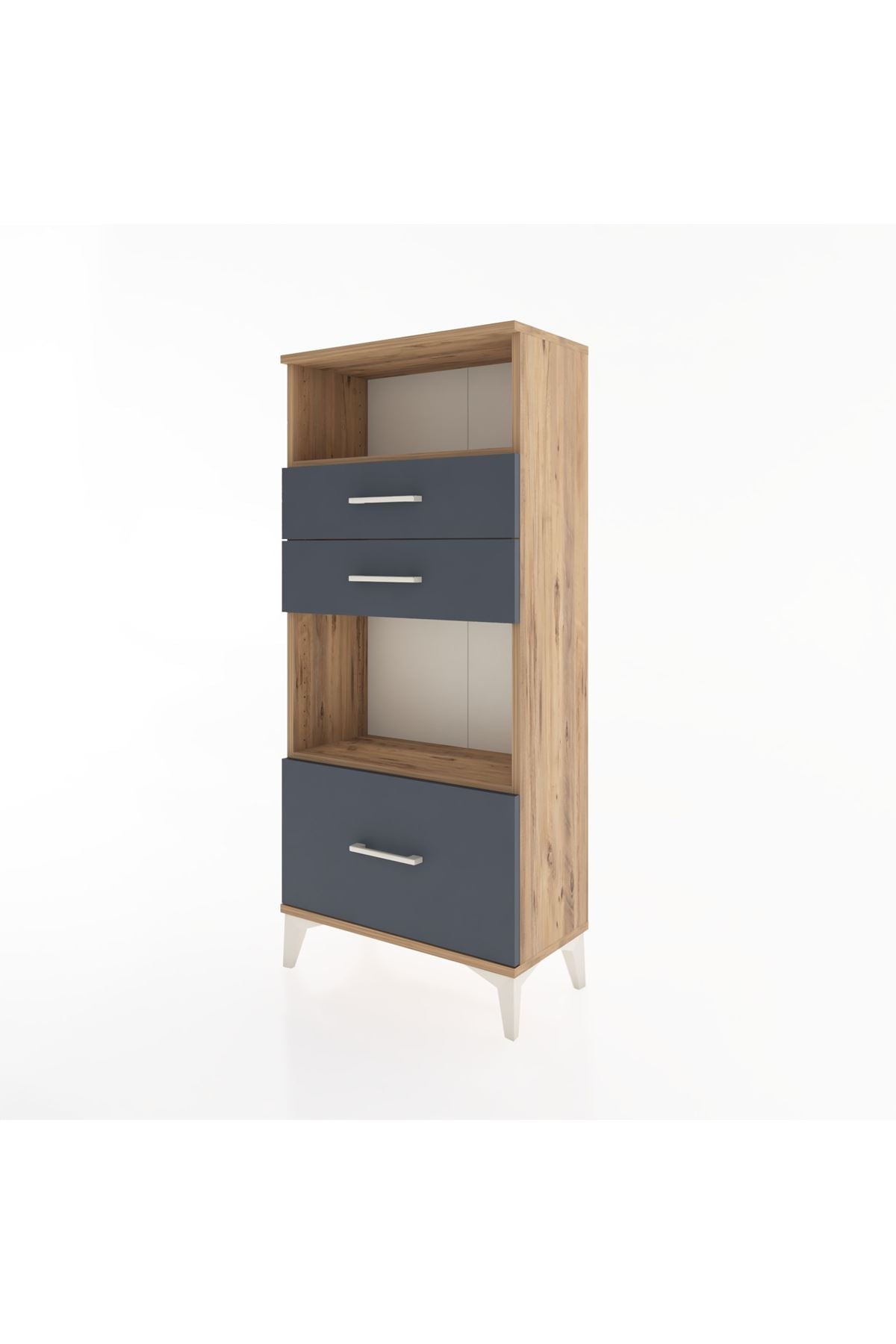 Hyperion Dolap 2 Raflı 3 Çekmeceli 60x44x134 Çam-Antrasit