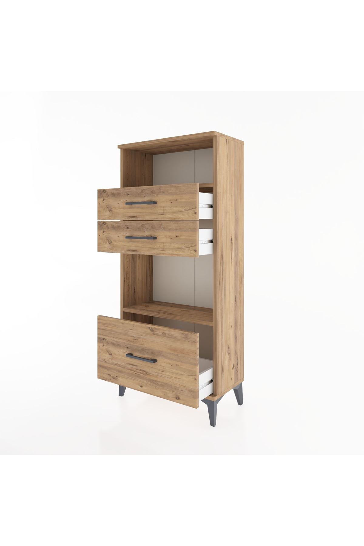 Hyperion Dolap 2 Raflı 3 Çekmeceli 60x44x134 Çam-Çam