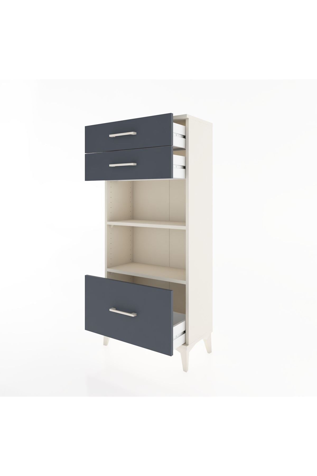 Hyperion Dolap 2 Raflı 3 Çekmeceli 60x44x134 Aytaşı-Antrasit