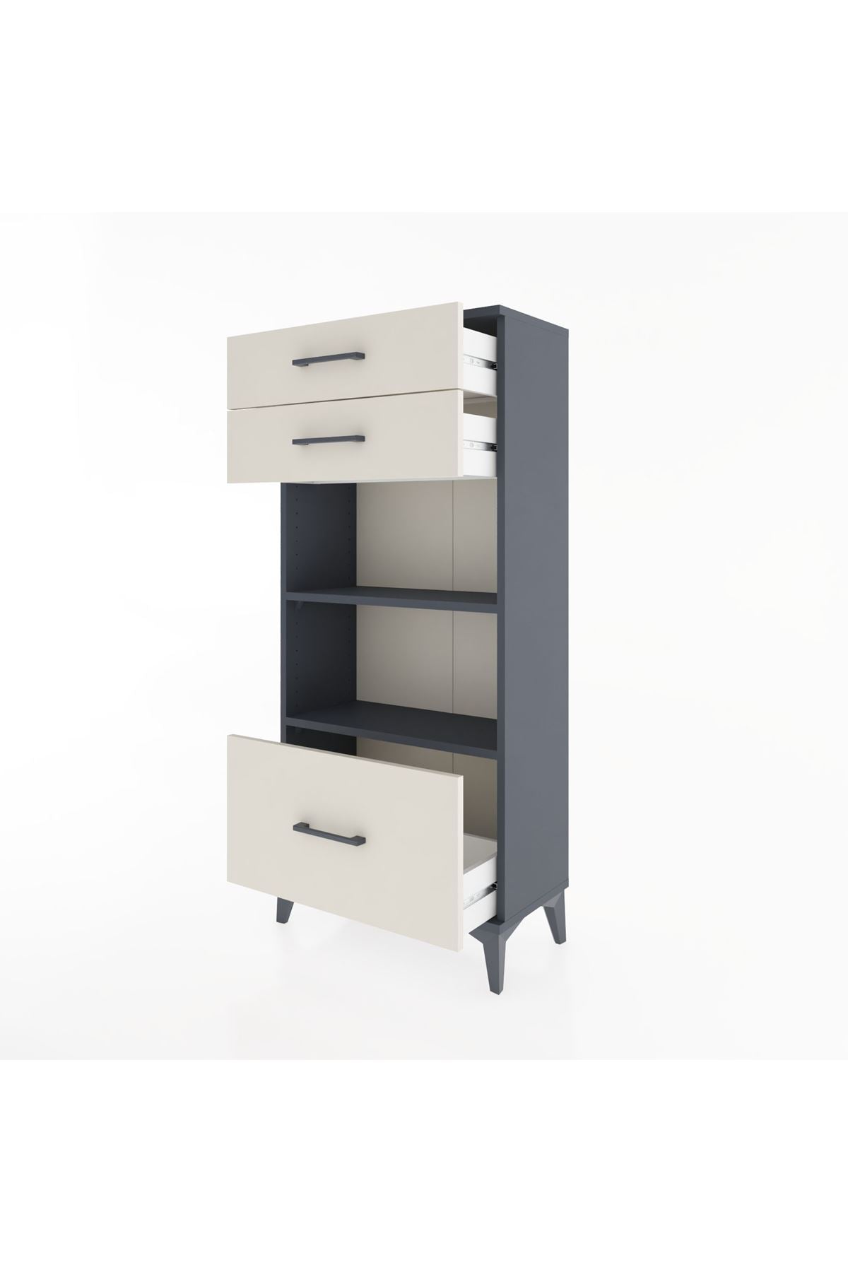 Hyperion Dolap 2 Raflı 3 Çekmeceli 60x44x134 Antrasit-Aytaşı