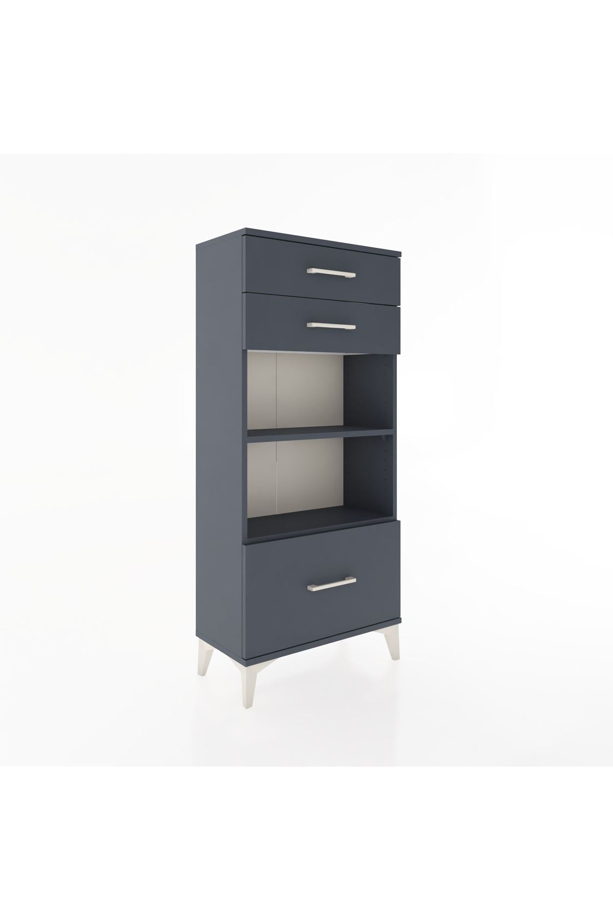 Hyperion Dolap 2 Raflı 3 Çekmeceli 60x44x134 Antrasit-Antrasit