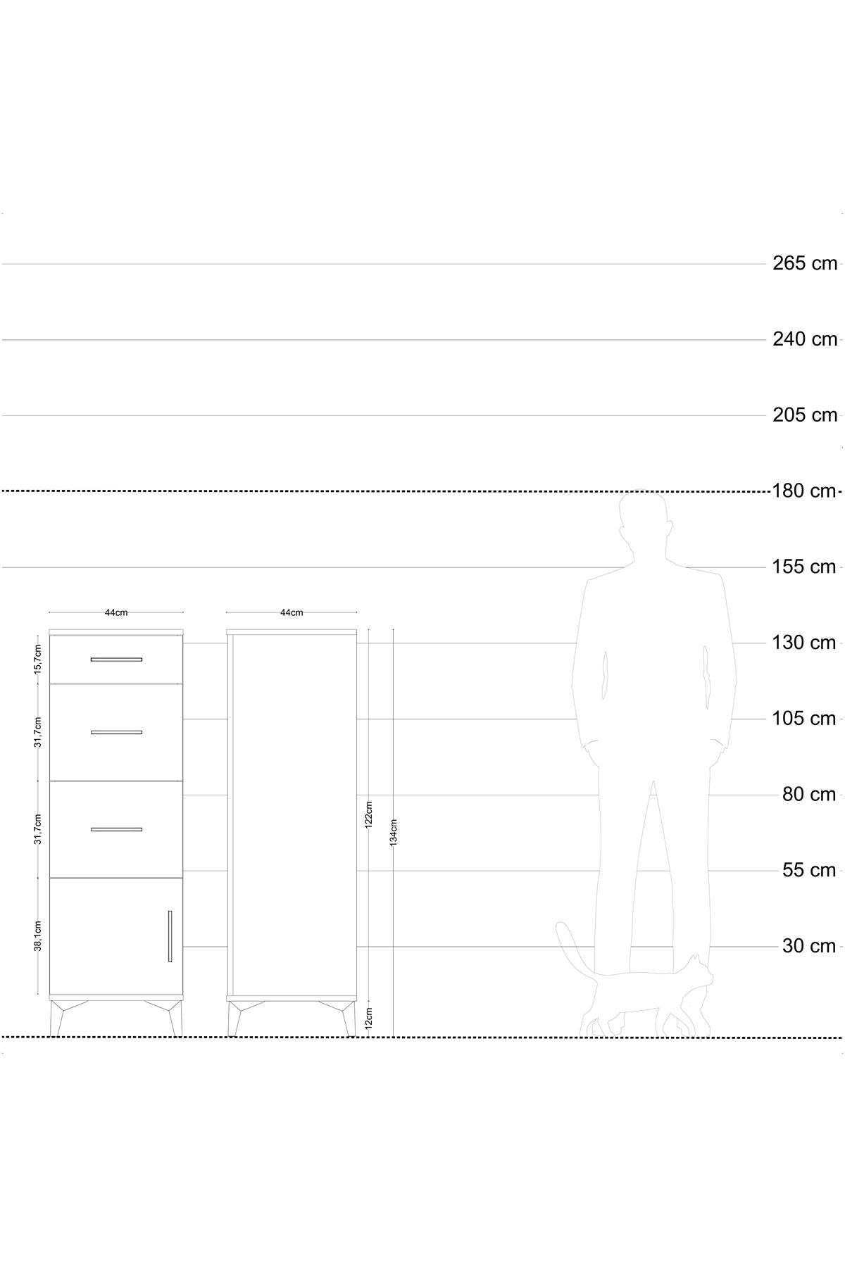 Hyperion Dolap 2 Raflı 3 Çekmeceli 60x44x134 Aytaşı-Çam