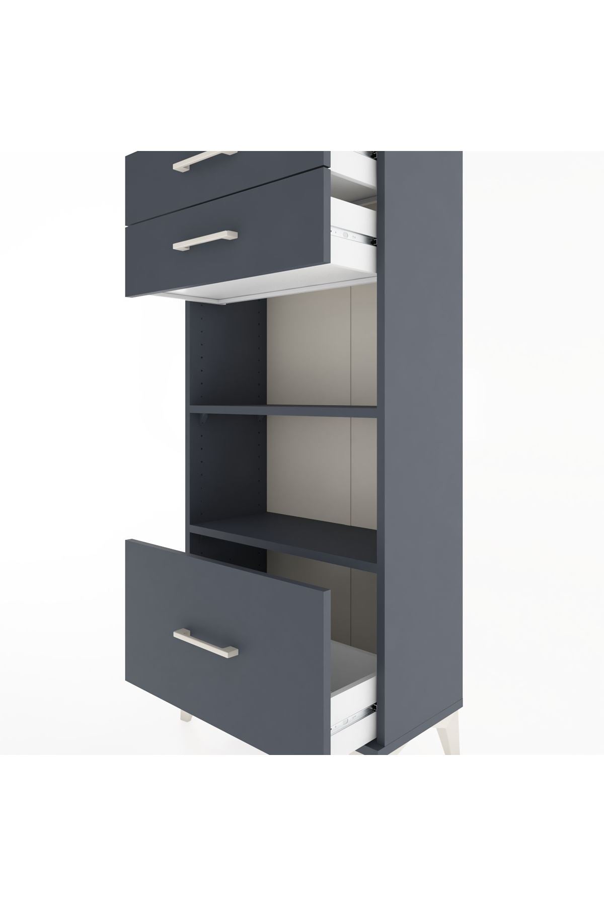 Hyperion Dolap 2 Raflı 3 Çekmeceli 60x44x134 Antrasit-Antrasit