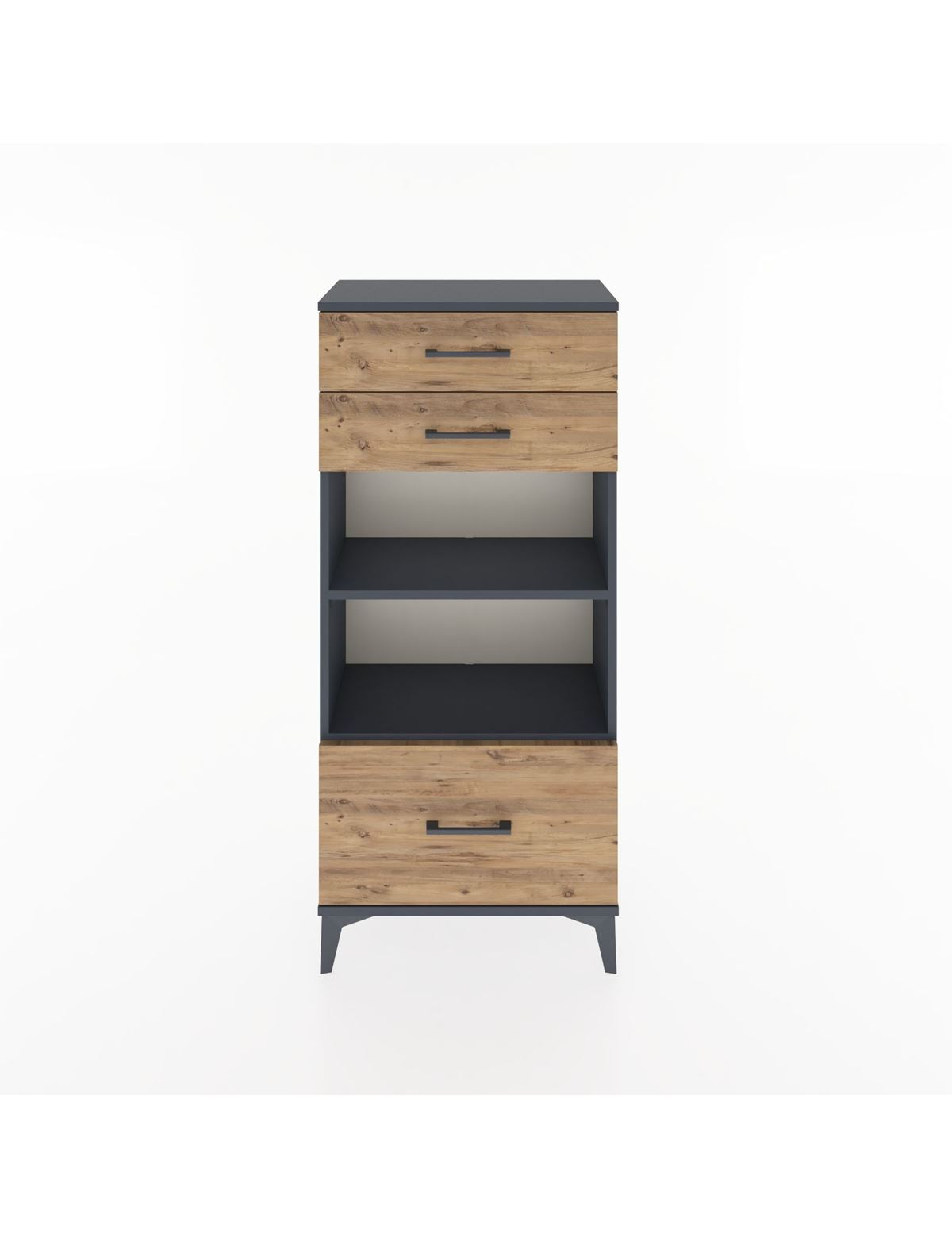 Hyperion Dolap 2 Raflı 3 Çekmeceli 60x44x134 Antrasit-Çam