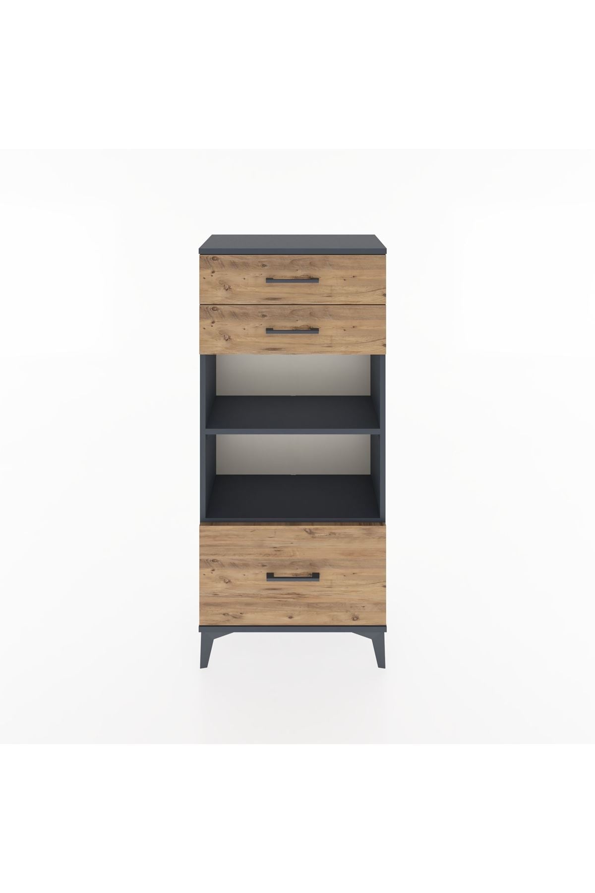 Hyperion Dolap 2 Raflı 3 Çekmeceli 60x44x134 Antrasit-Çam