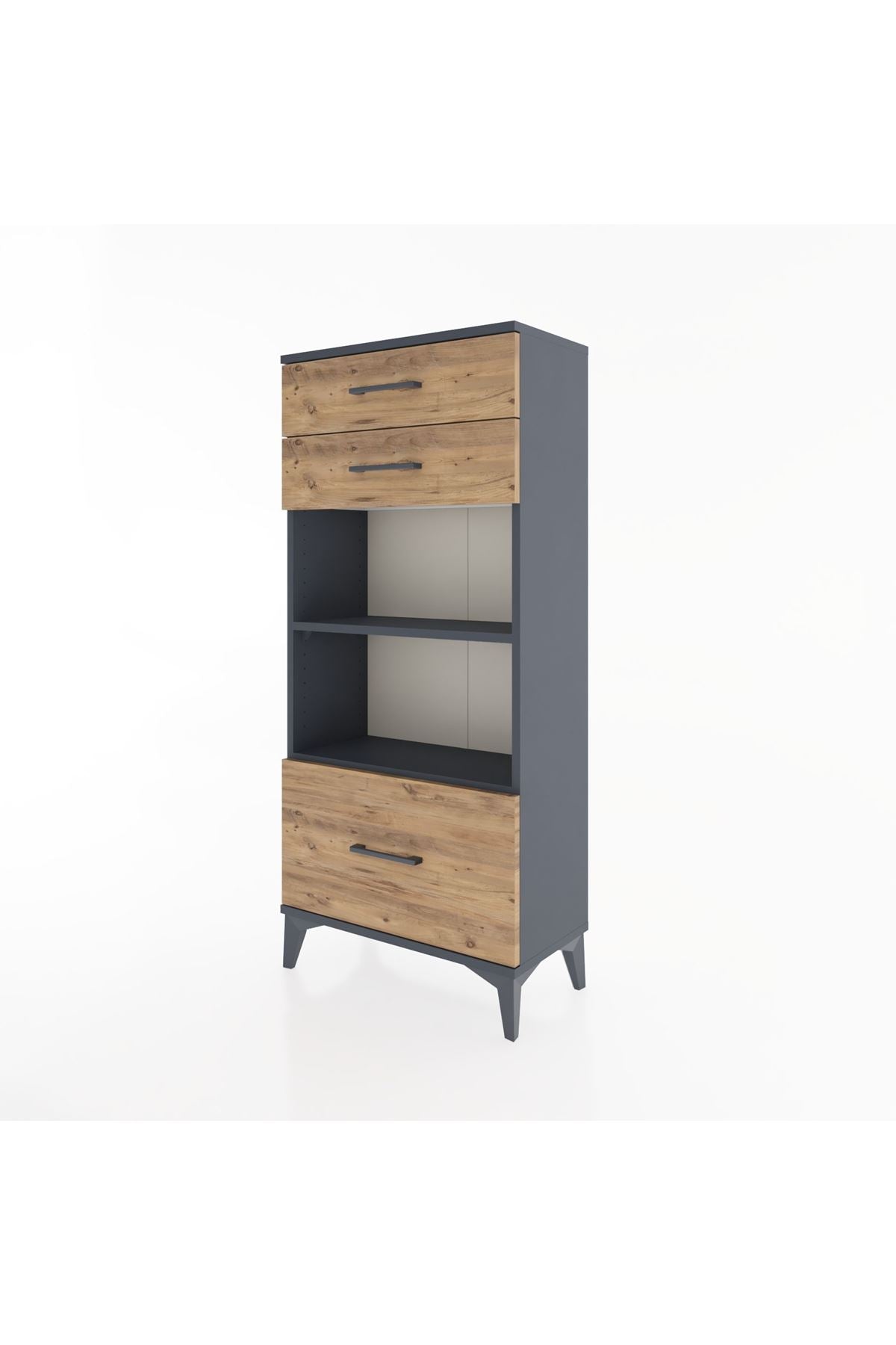 Hyperion Dolap 2 Raflı 3 Çekmeceli 60x44x134 Antrasit-Çam