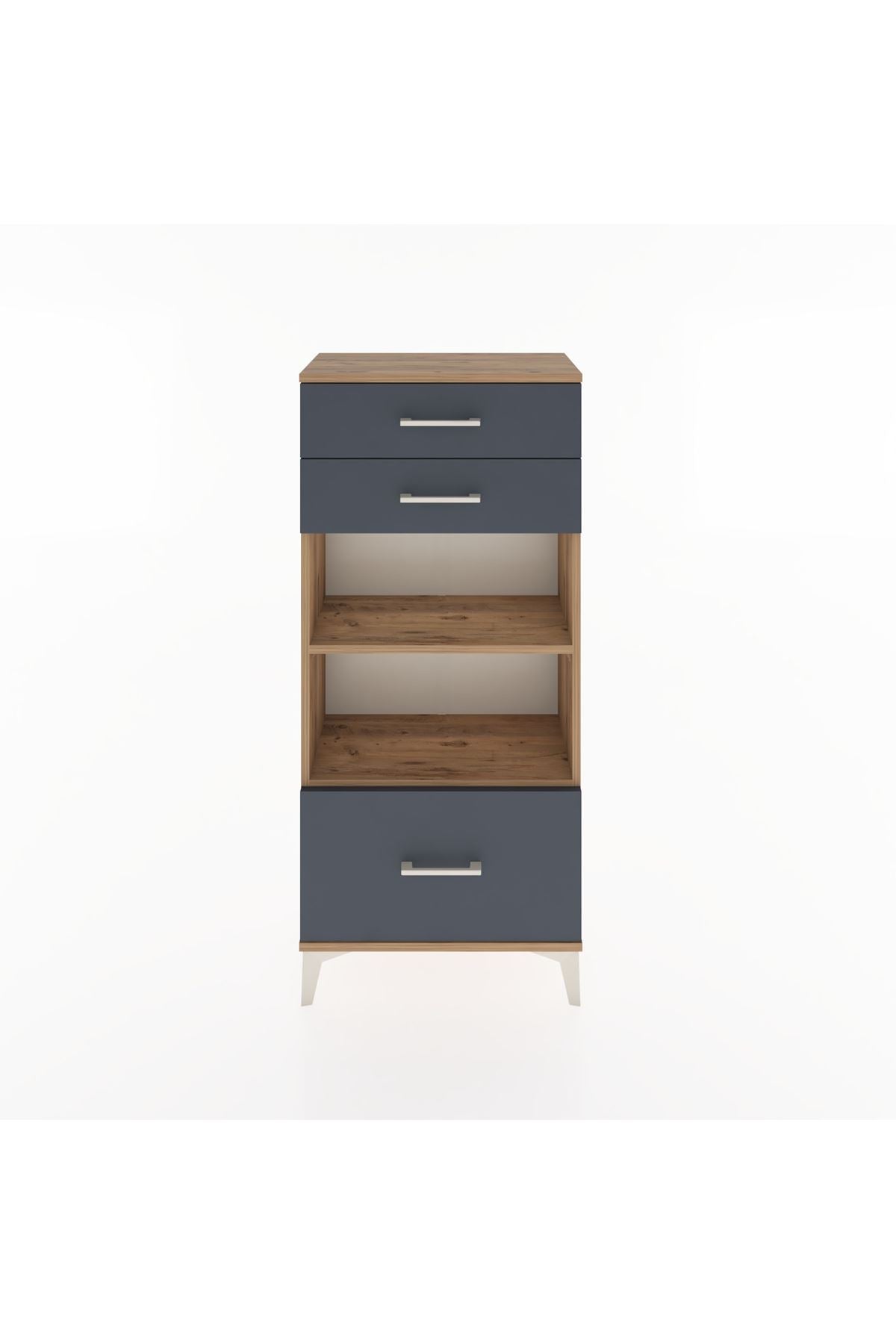 Hyperion Dolap 2 Raflı 3 Çekmeceli 60x44x134 Çam-Antrasit