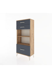 Hyperion Dolap 2 Raflı 3 Çekmeceli 60x44x134 Çam-Antrasit