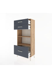 Hyperion Dolap 2 Raflı 3 Çekmeceli 60x44x134 Çam-Antrasit