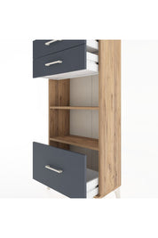 Hyperion Dolap 2 Raflı 3 Çekmeceli 60x44x134 Çam-Antrasit