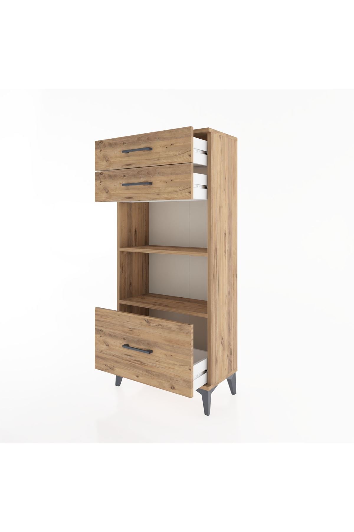 Hyperion Dolap 2 Raflı 3 Çekmeceli 60x44x134 Çam-Çam