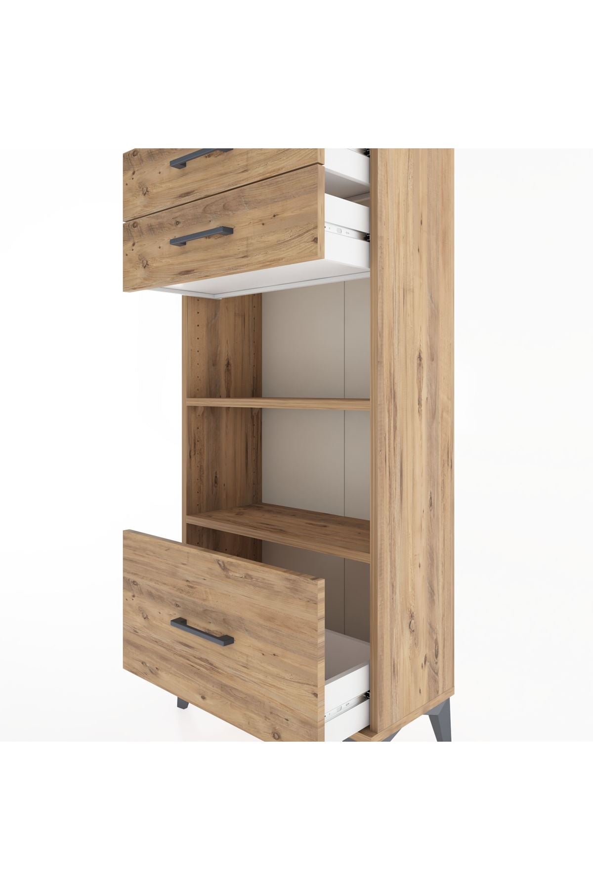 Hyperion Dolap 2 Raflı 3 Çekmeceli 60x44x134 Çam-Çam