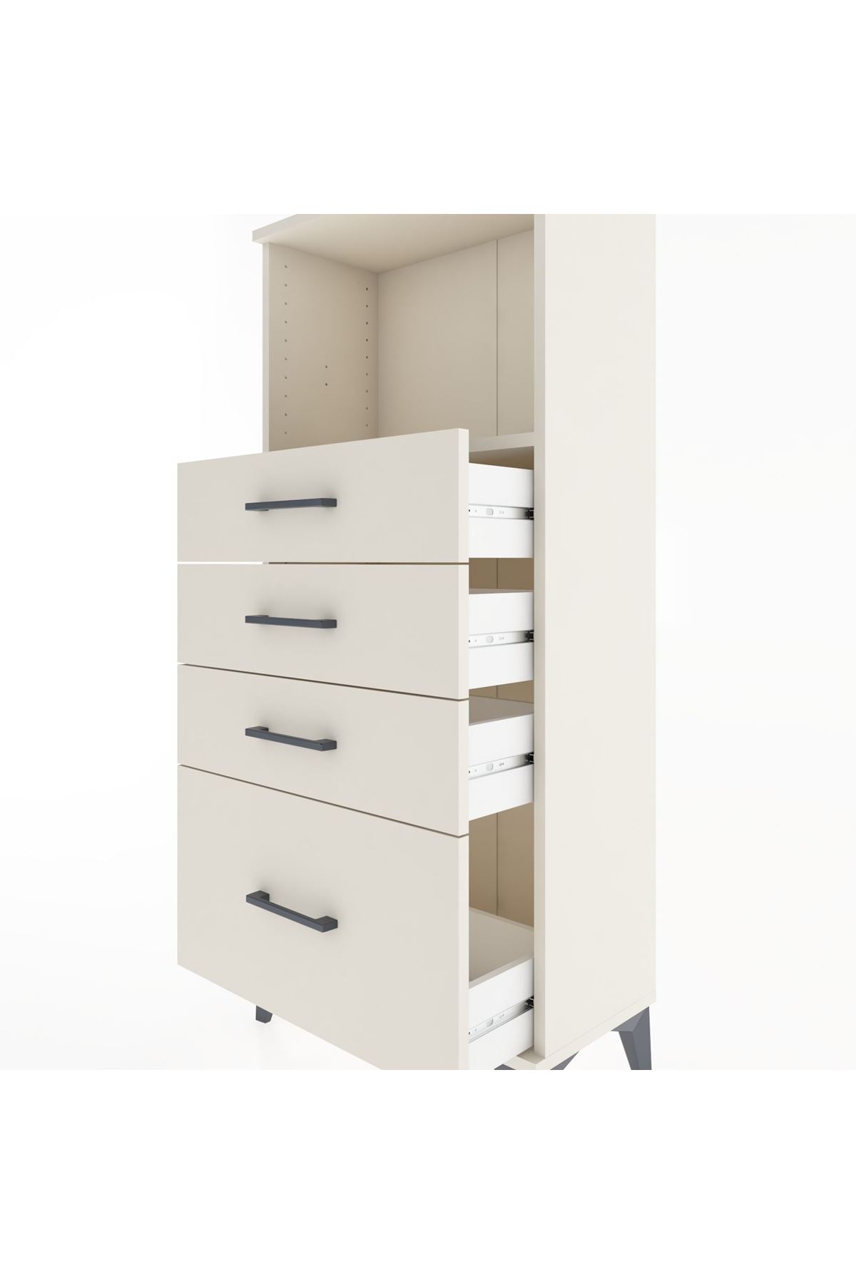 Hyperion Dolap Tek Raflı 4 Çekmeceli 60x44x134 - S50M008V1B