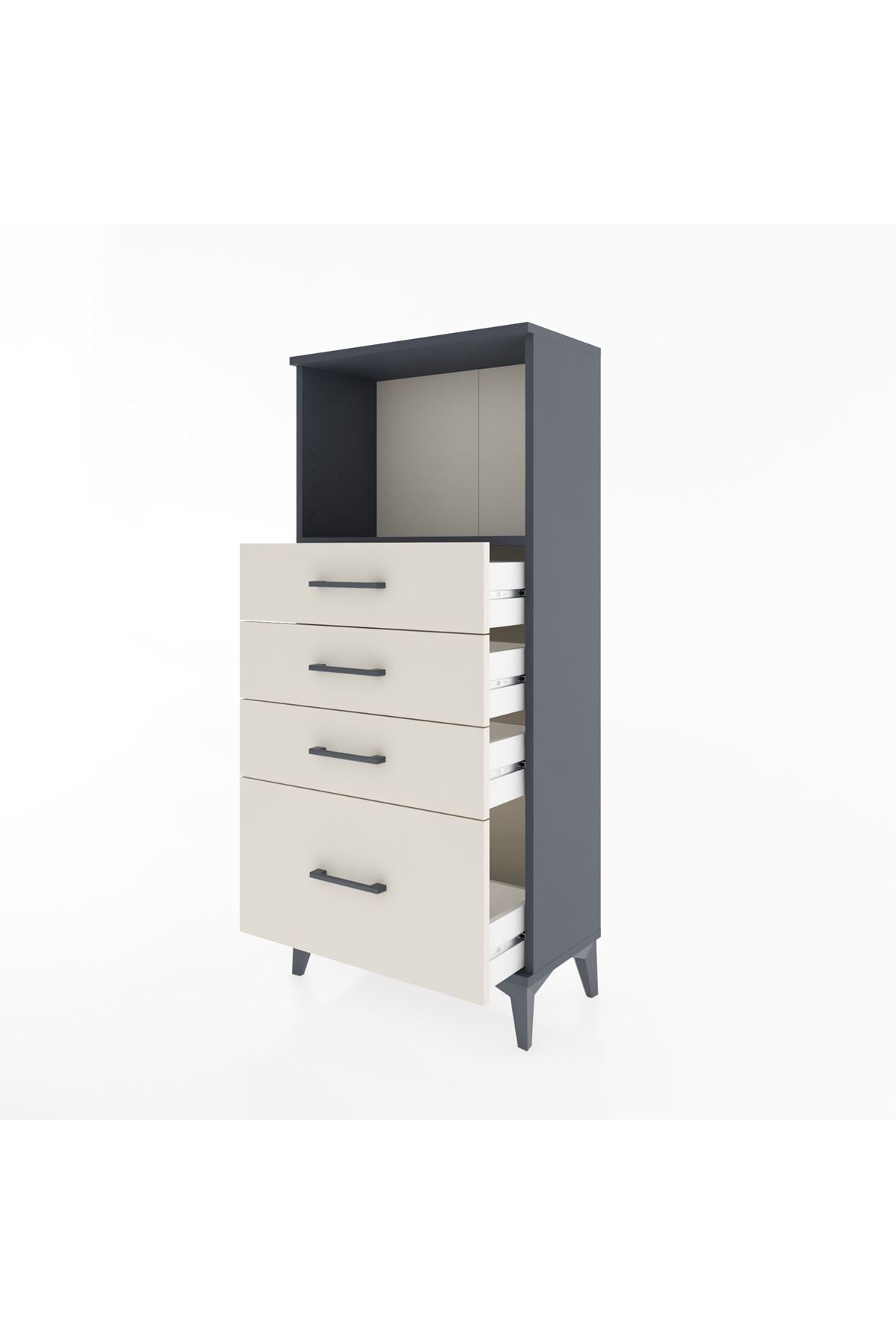 Hyperion Dolap Tek Raflı 4 Çekmeceli 60x44x134 - S50M008V4B