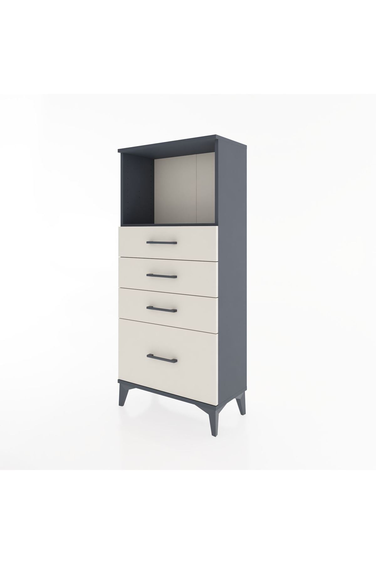 Hyperion Dolap Tek Raflı 4 Çekmeceli 60x44x134 - S50M008V4B