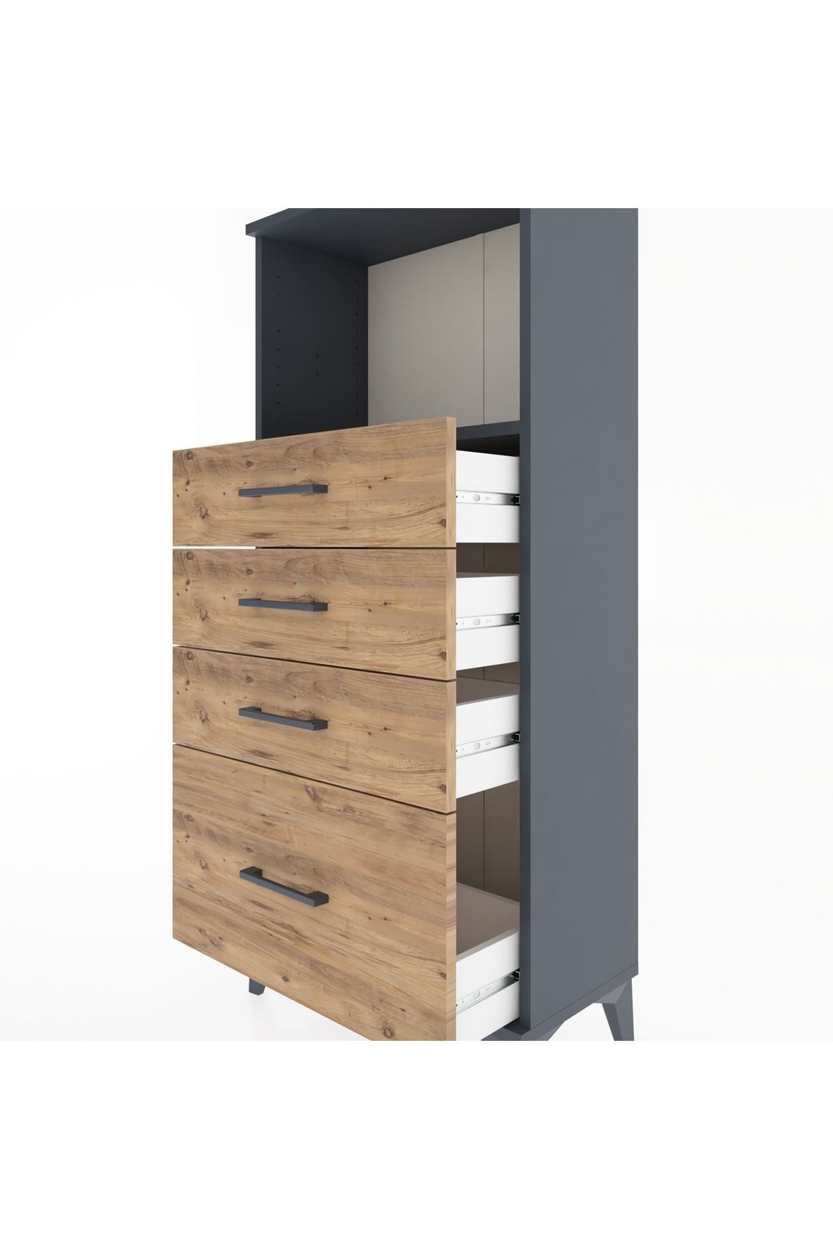 Hyperion Dolap Tek Raflı 4 Çekmeceli 60x44x134 - S50M008V6B