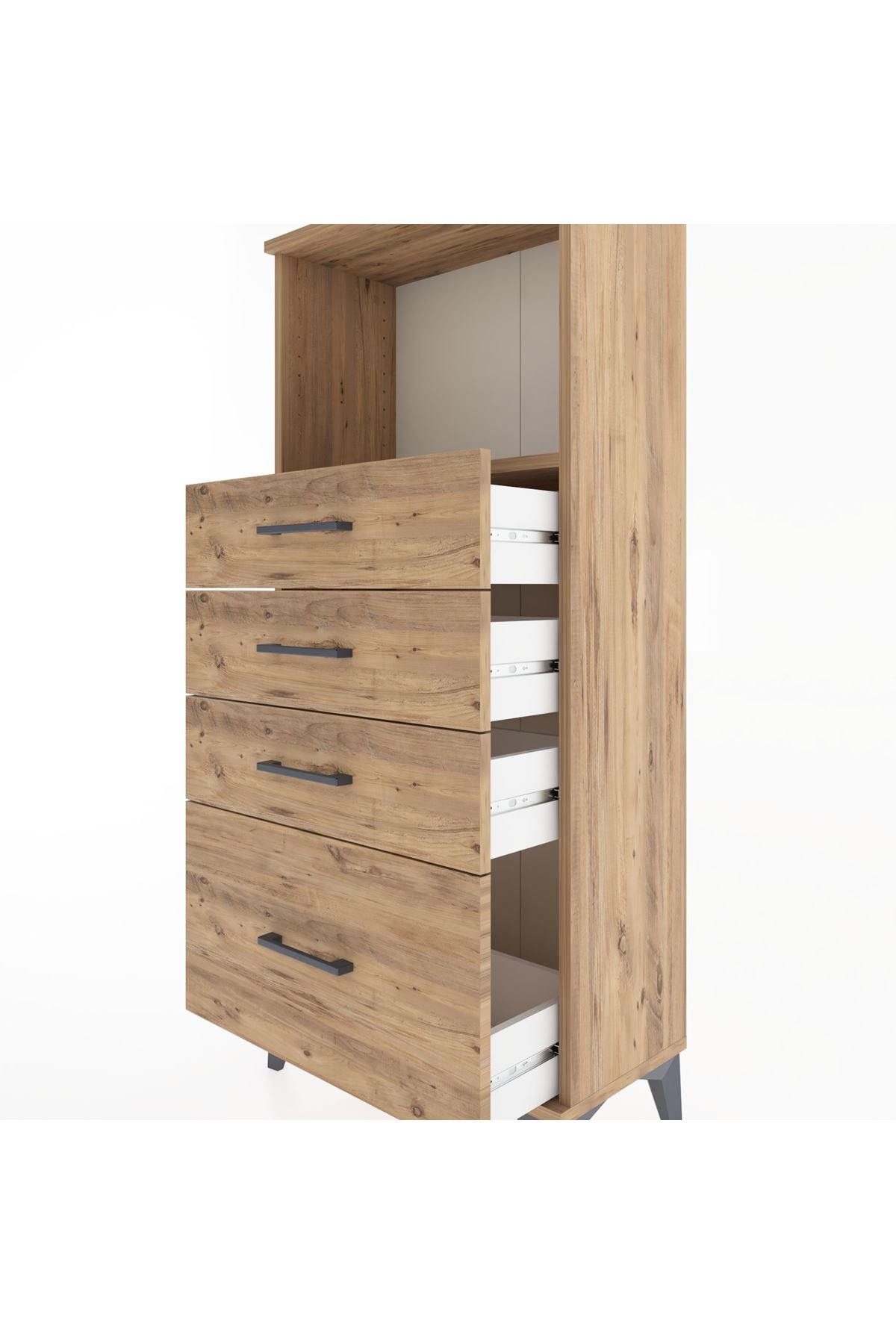 Hyperion Dolap Tek Raflı 4 Çekmeceli 60x44x134 - S50M008V9B