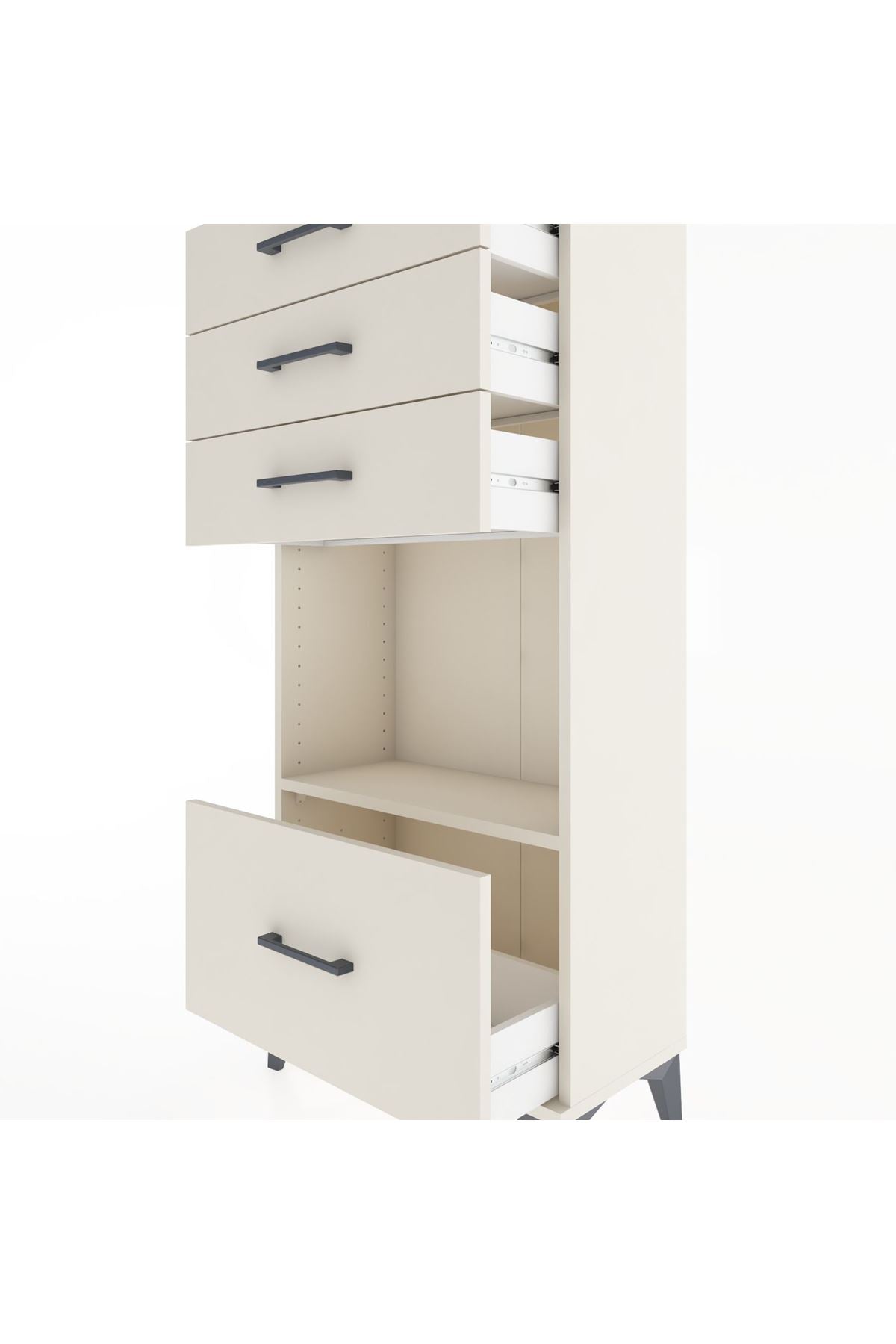 Hyperion Dolap Tek Raflı 4 Çekmeceli 60x44x134 - S50M009V1B