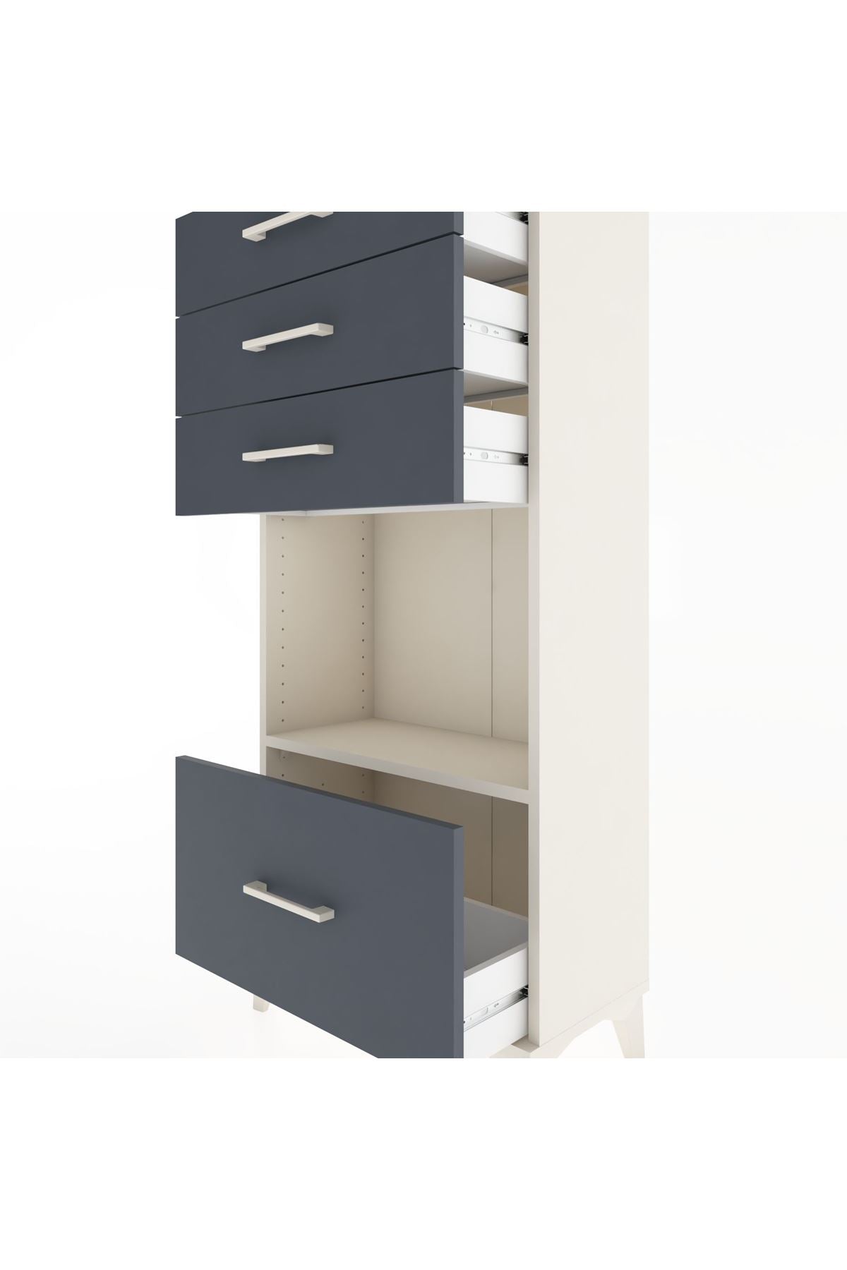 Hyperion Dolap Tek Raflı 4 Çekmeceli 60x44x134 - S50M009V2B