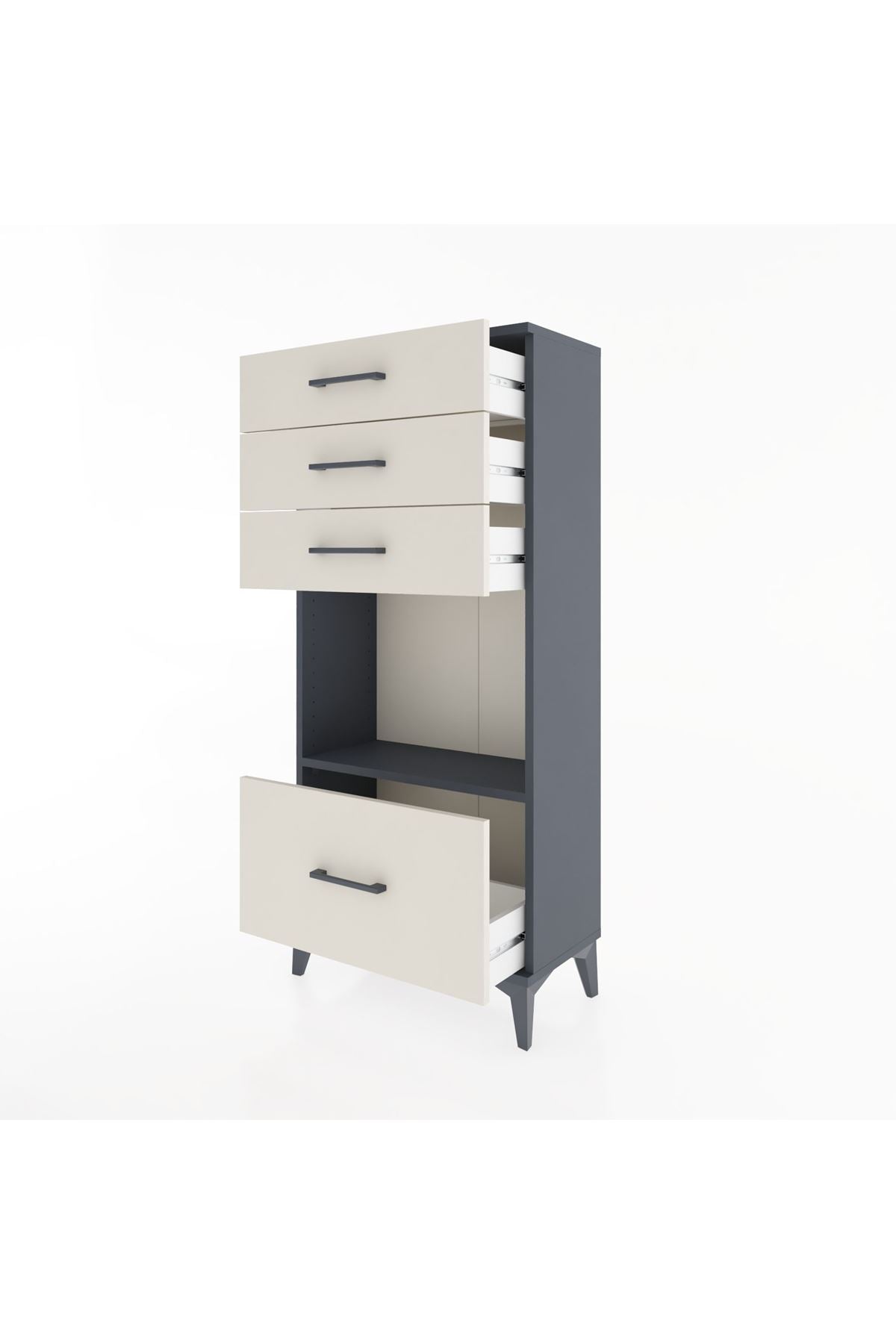 Hyperion Dolap Tek Raflı 4 Çekmeceli 60x44x134 - S50M009V4B