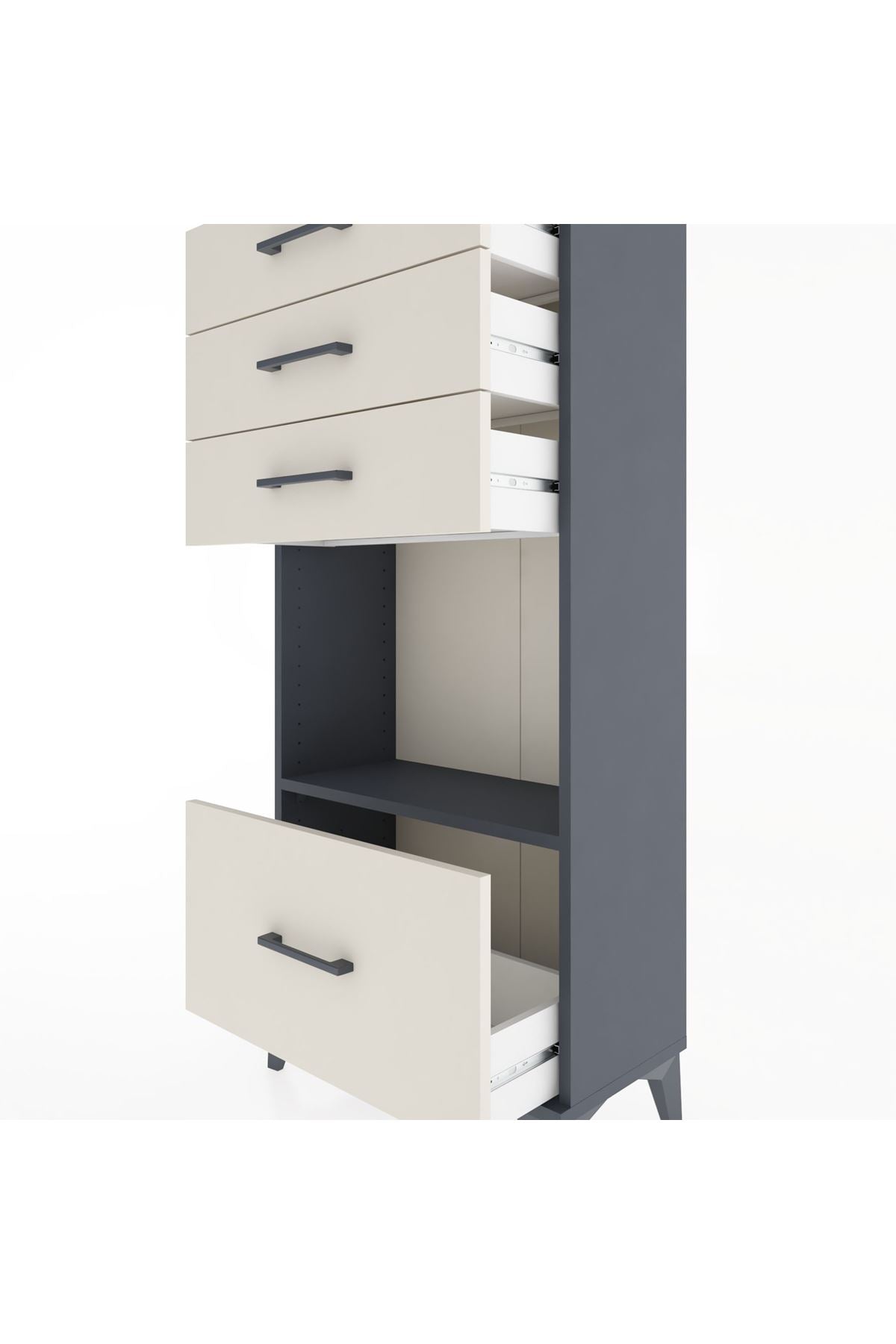 Hyperion Dolap Tek Raflı 4 Çekmeceli 60x44x134 - S50M009V4B