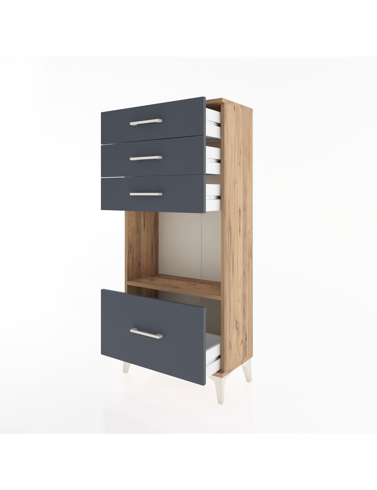 Hyperion Dolap Tek Raflı 4 Çekmeceli 60x44x134 - S50M009V8B