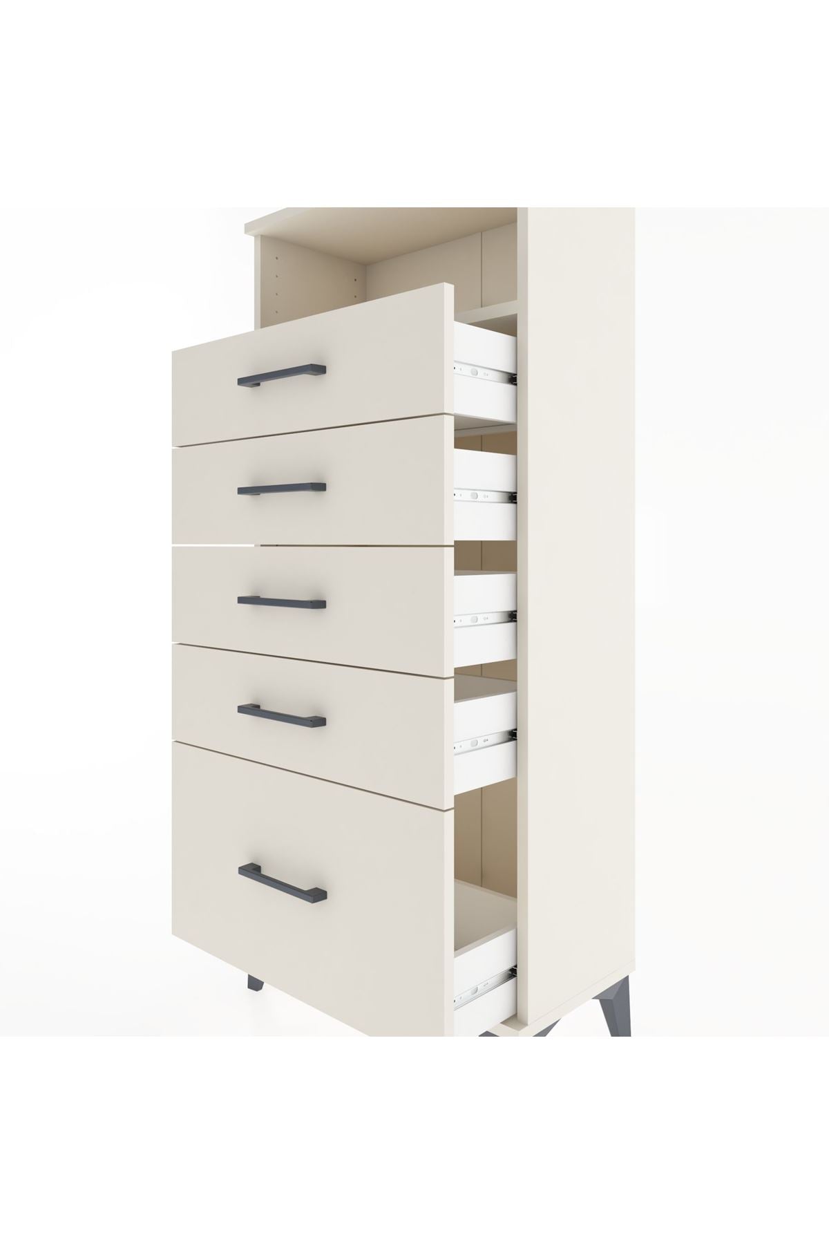 Hyperion Dolap Tek Raflı 5 Çekmeceli 60x44x134 - S50M010V1B