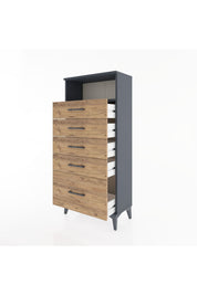 Hyperion Dolap Tek Raflı 5 Çekmeceli 60x44x134 - S50M010V6B