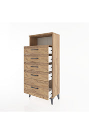 Hyperion Dolap Tek Raflı 5 Çekmeceli 60x44x134 - S50M010V9B