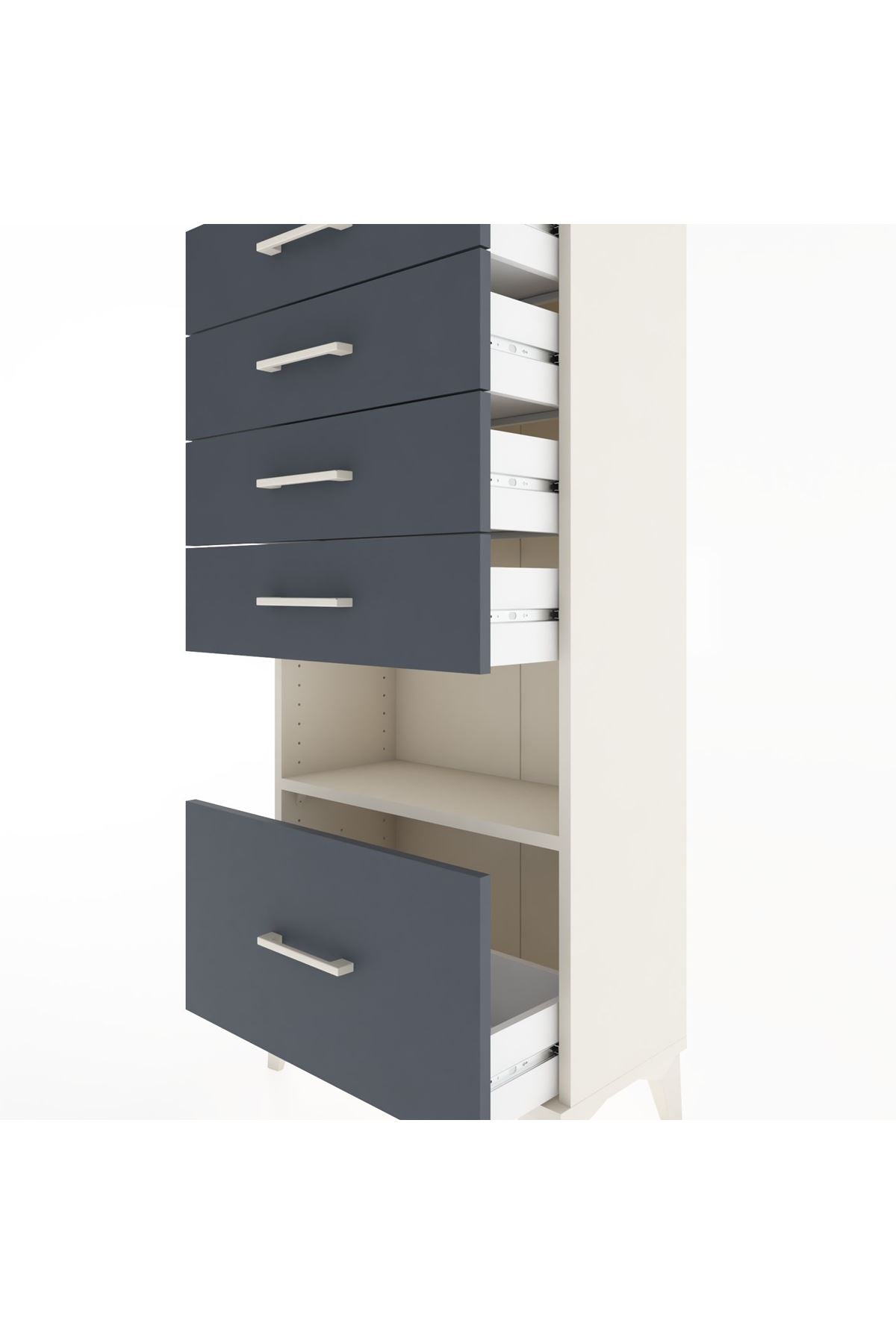 Hyperion Dolap Tek Raflı 5 Çekmeceli 60x44x134 - S50M011V2B